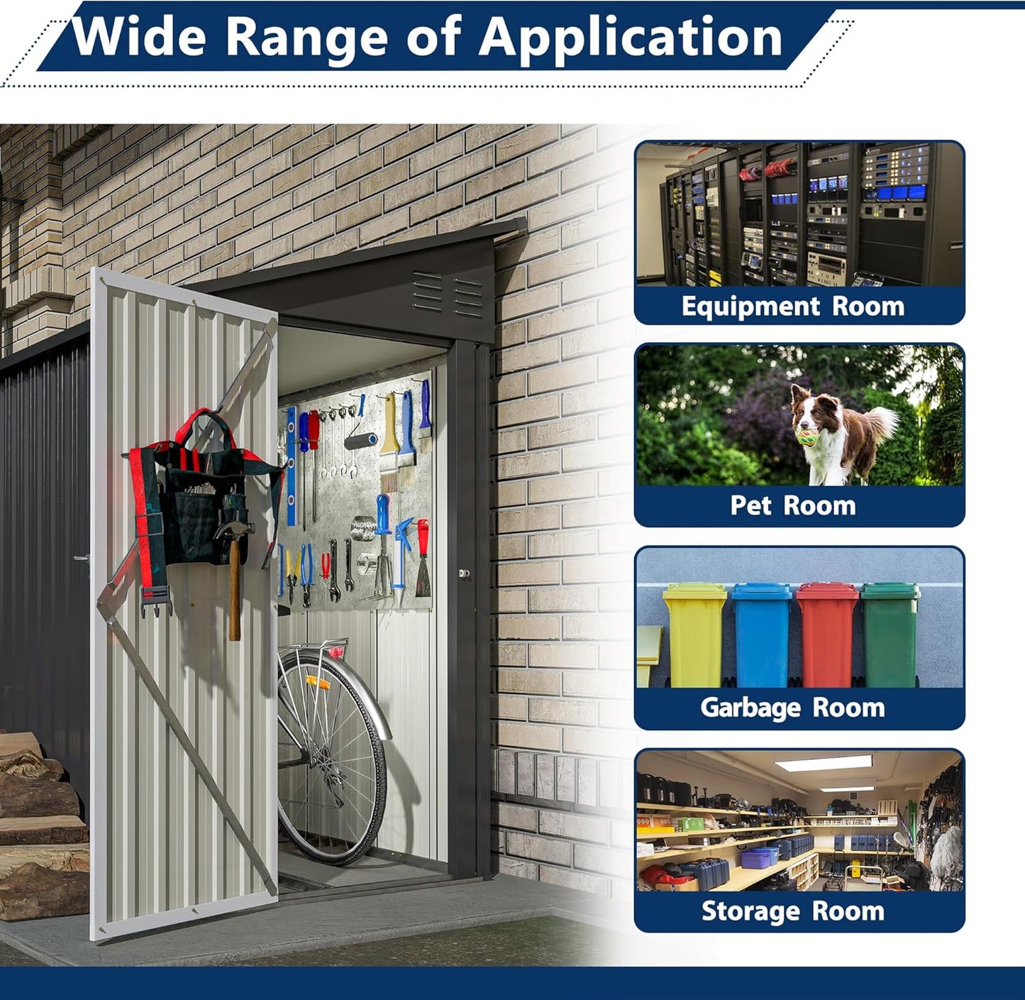 Shed Lean to Storage Shed, Outdoor 4' x 8' Metal Wall Side Storage Sheds & Outdoor Storage, Garden Storage Cabinet for Backayrd, Patio and Outdoor Use,Black