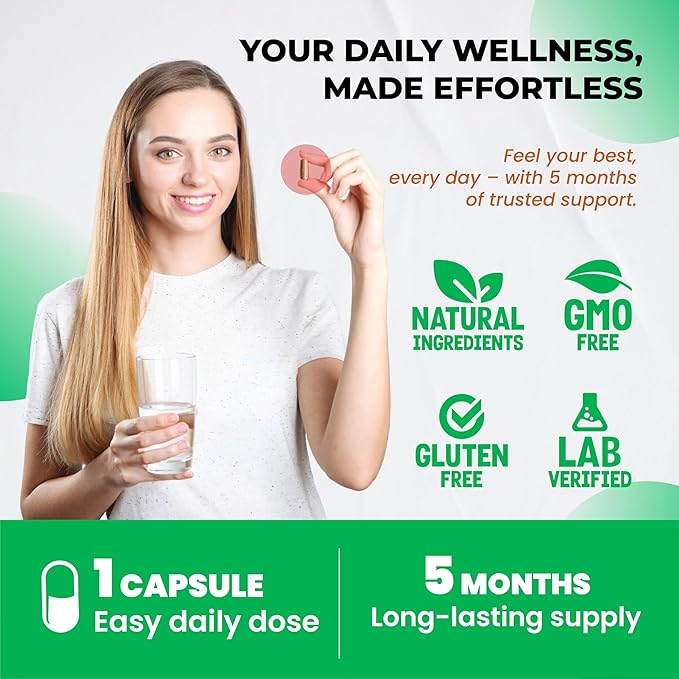 Rhodiola Rosea Supplement Enriched with Ashwagandha, Magnesium, L-Theanine, St. John's Wort, Lemon Balm - Support Mood, Sleeps Quality, and Mental Focus | 150 Capsules