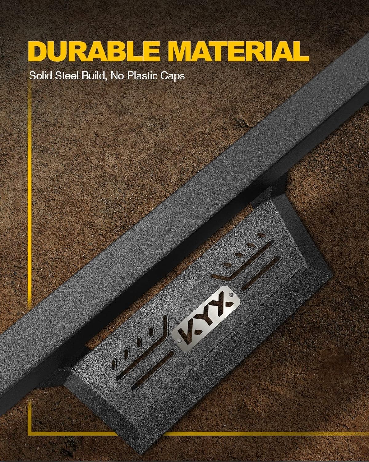 KYX Running Boards for 2015-2025 Ford F150 SuperCrew Cab/ 2017-2025 Ford F250 F350 SuperDuty Crew Cab, 6 inches Side Steps Nerf Bars Truck Step Rails-Silver Logo