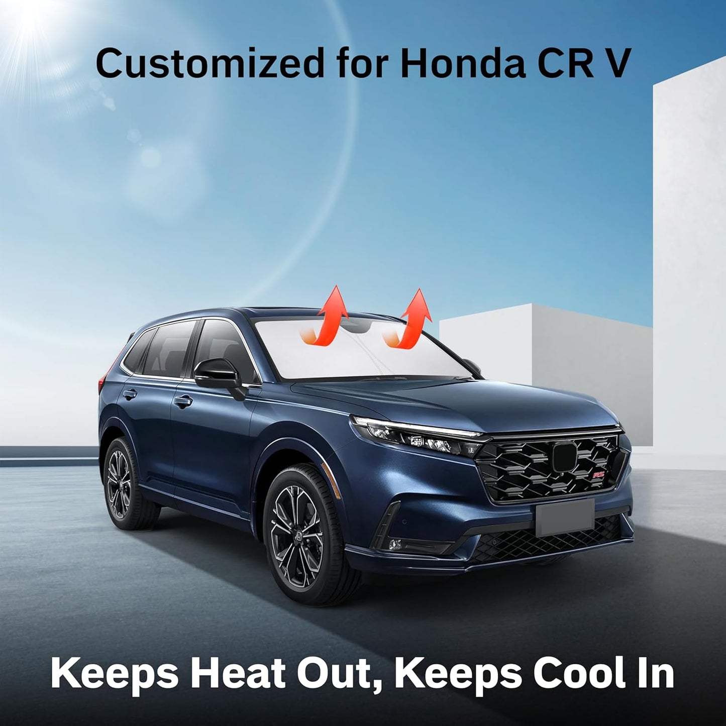 for Honda CRV 2023-2025 Sunshade Compatible Windshield Sunshade -EcoNour 240T Polyester Material Cars Sun Visor Reflector Blocks UV Rays - Foldable Sunshade Interior Protection Honda CRV Accessories