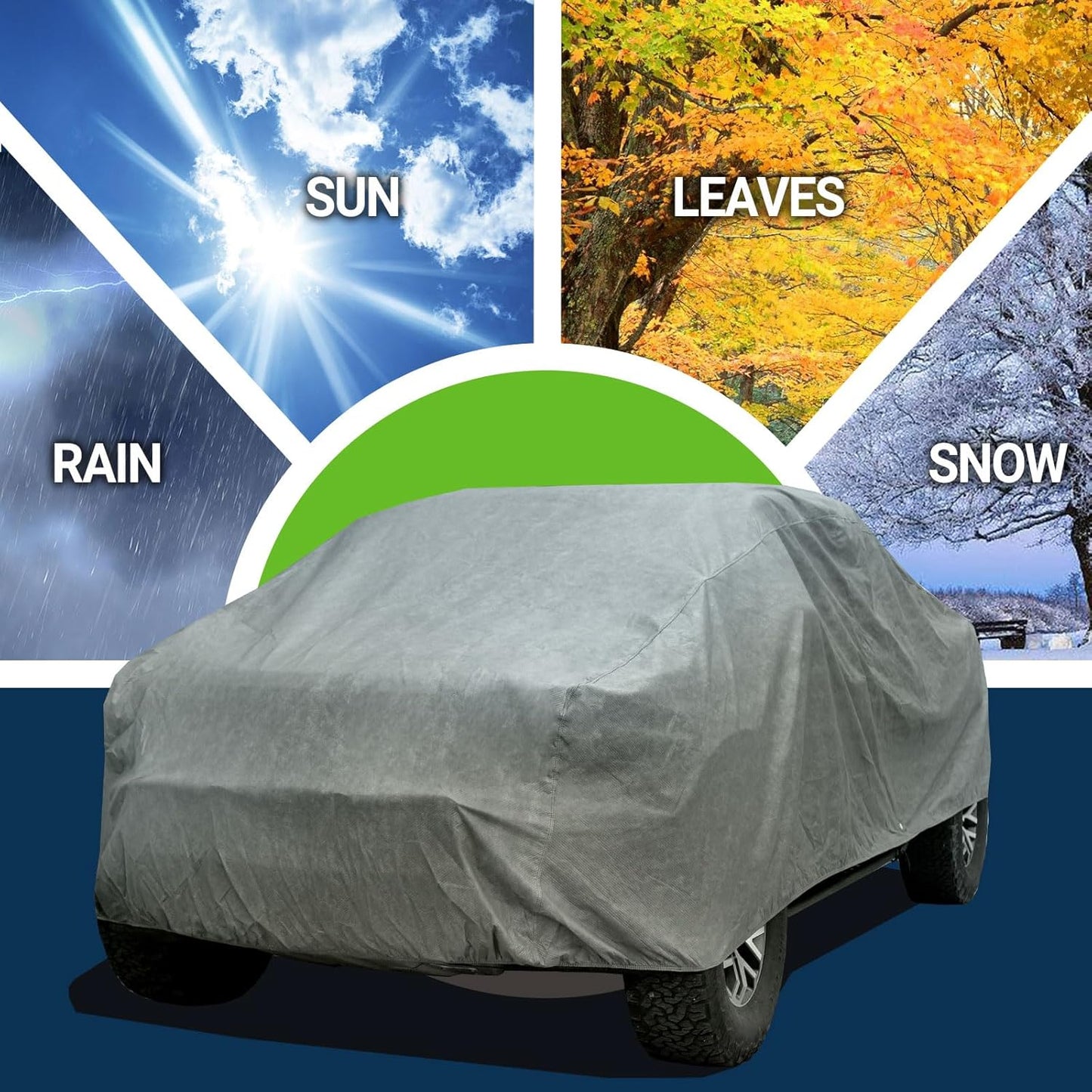 All Weather Waterproof Truck Car Cover, 7-Layer Non-Woven Cotton Car Covers for Automobiles Car Snow Cover, Full Exterior Covers, Winter Rain Sun, Grey, Size Truck T1