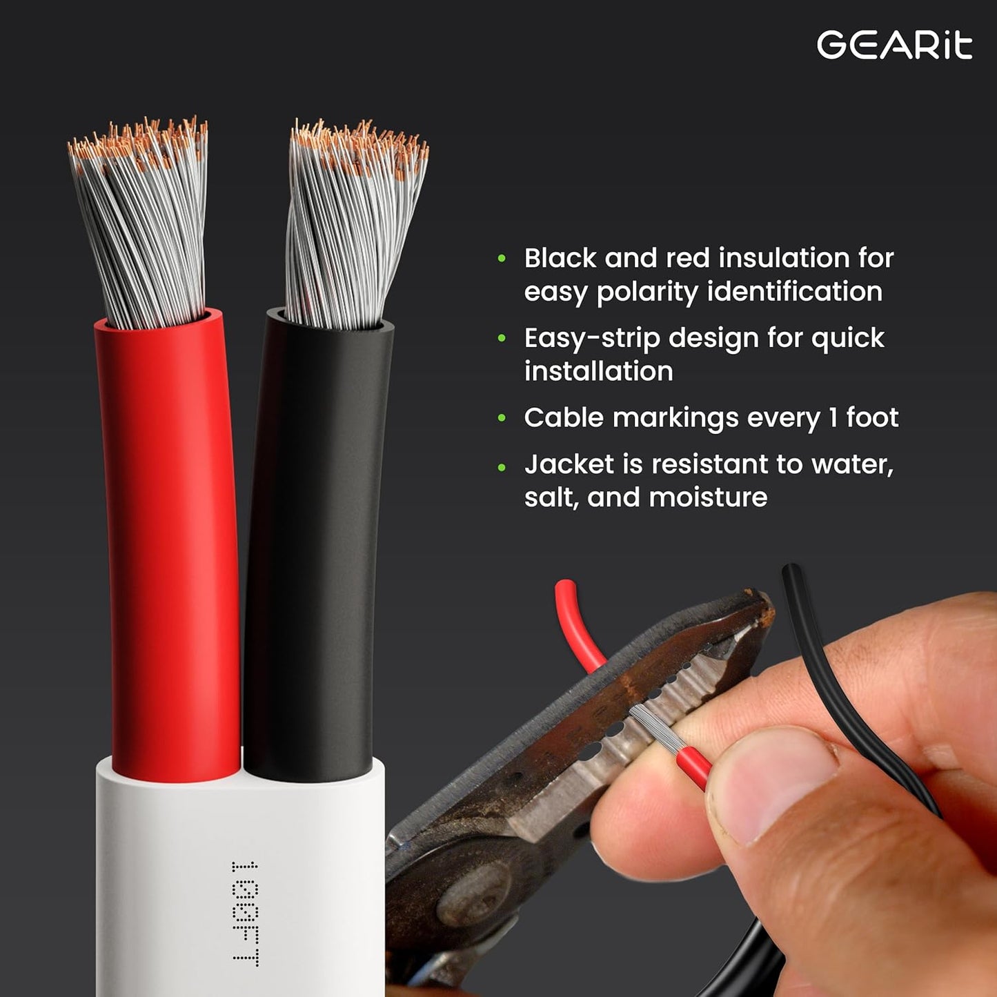 GEARit Speaker Wire 16 Gauge (100ft), Red/Black Speaker Cable 16AWG, Duplex 2-Conductor, Speaker Wires for Boat, RV, Camper, Trailer, Automotive, in-Wall and Outdoor Use