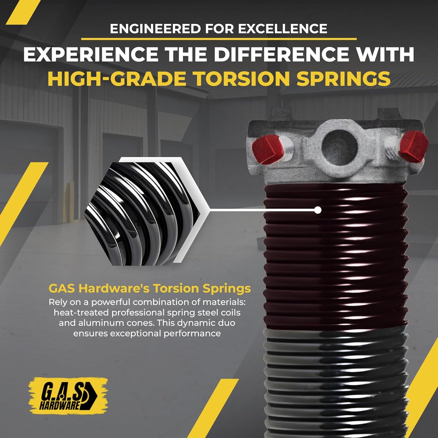 Garage Door Torsion Spring 234x2x27 Torsion Springs for Left Side of Garage Door with 1" Steel Bearing, Gloves, and Winding Bars Precision E-Coating 5-Year Warranty Minimum 30,000 Cycles (Red Cone)