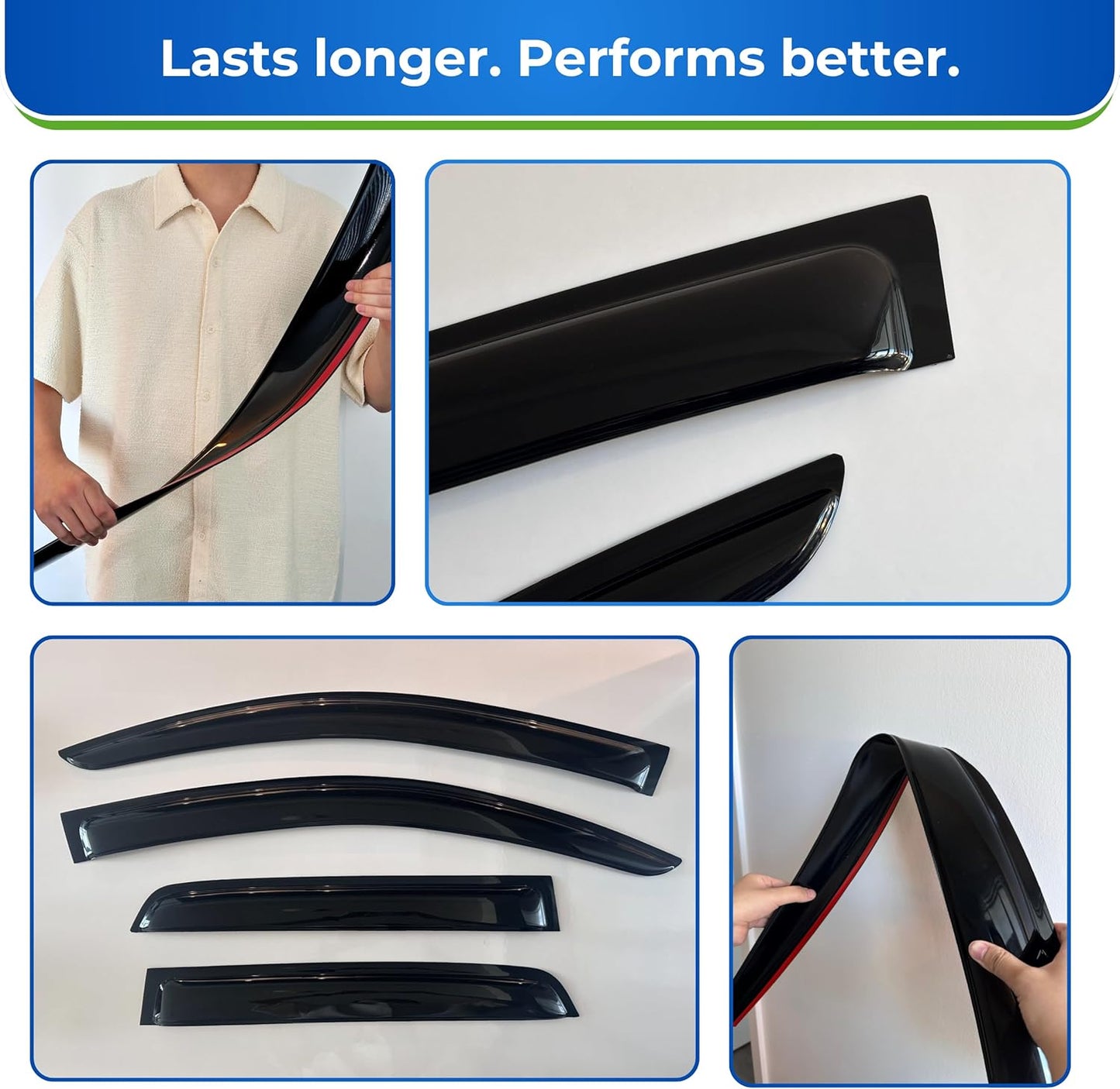 KPY Window Visor Compatible with Suzuki SX4 Hatchback 2008-2010, Rain Guard Window Vent Deflectors Tape-On Style, 2008 2009 2010 (Hatchback Only)