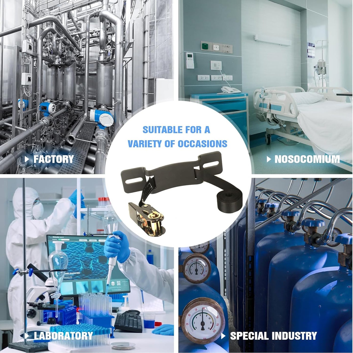 Propane Tank Holder ，Cylinder Wall Mounted Brackets, Ratchet Straps（6.6ft ）, Steel Gas Cylinder Holder, Heavy Duty Gas Cylinder Holder Wall-Mounted Bracket。 (black 1)