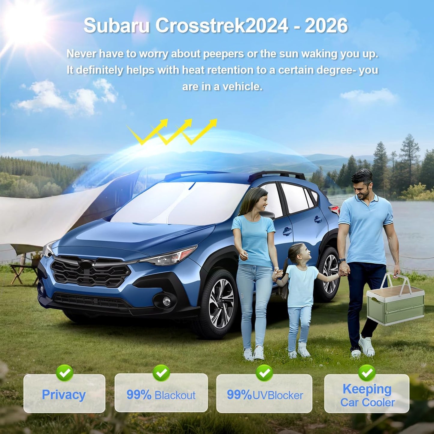 8pcs Car Window Shades for Subaru Crosstrek 2024 2025 2026 Accessories,Windshield Side Rear Full Sunshade,Sun Visor UV Blocking, Privacy Protection and Blackout for Camping Outdoor