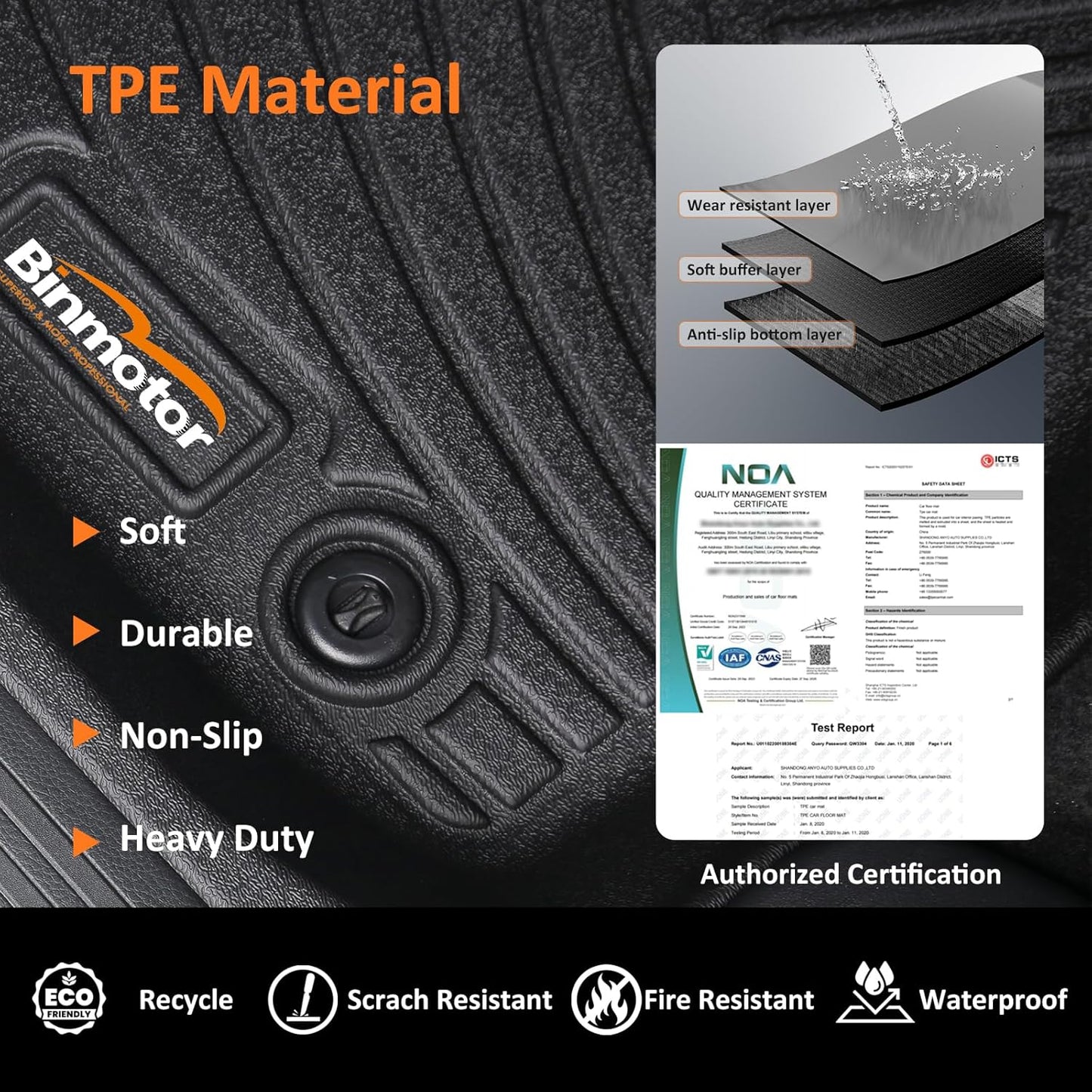 Binmotor-Floor Mats & Cargo Liner for Cadillac XT5 2017-2025, All Weather Car Floor Mat TPE Rubber Mats Cargo Mat Trunk Mat for Cadillac XT5 Accessories