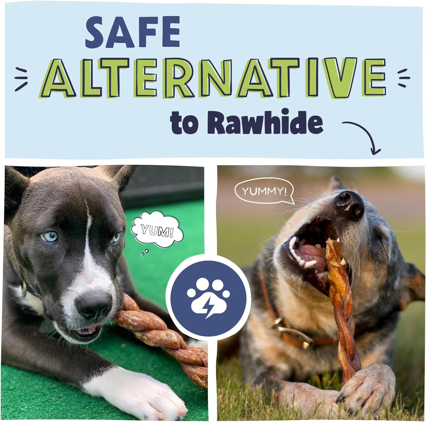 Pawstruck Natural 7” Braided Bully Sticks for Dogs, Tough Long-Lasting, Rawhide-Free, Low Odor, Healthy Single Ingredient Chew Treat for Aggressive Chewers, 10 Count, Packaging May Vary