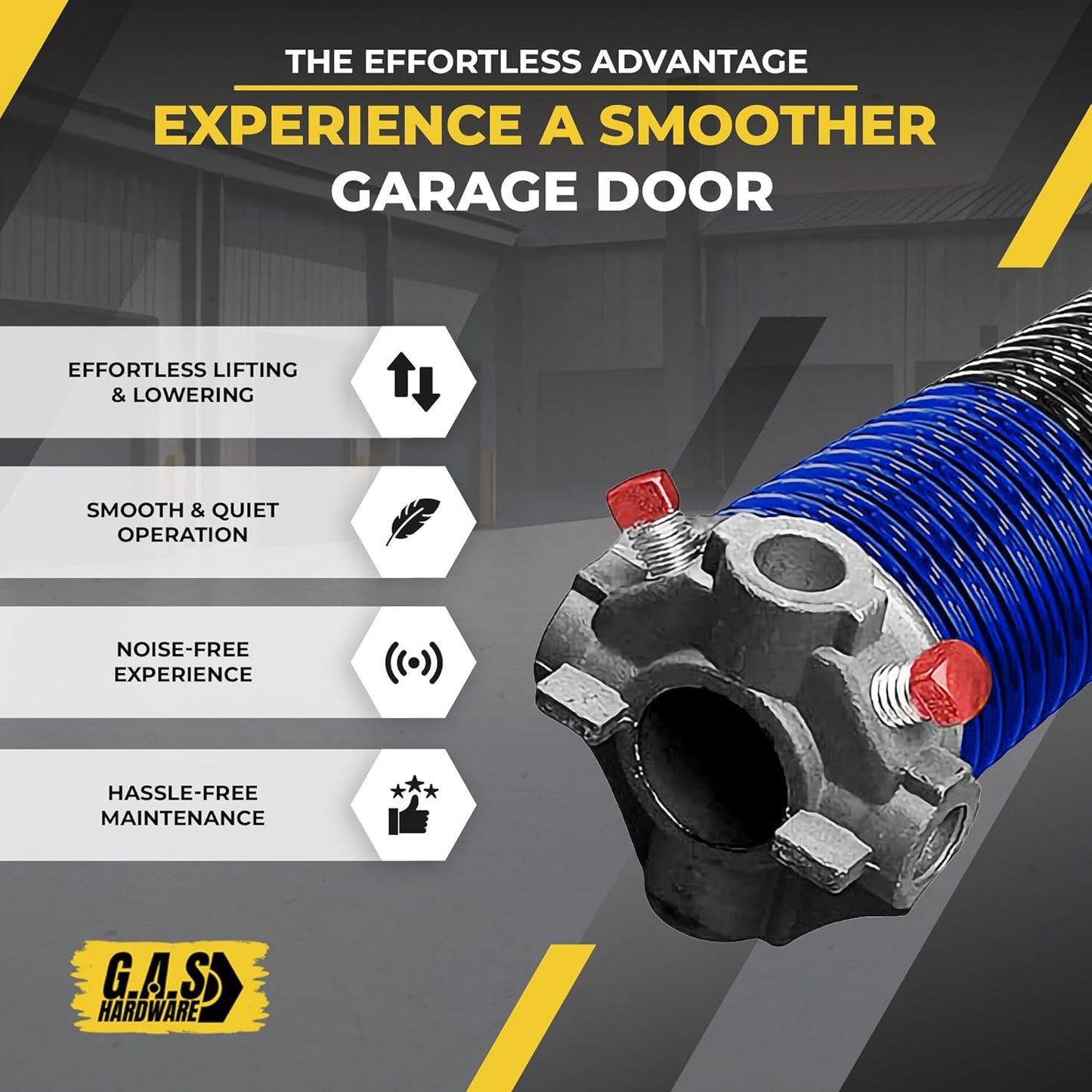 Garage Door Torsion Spring 262x2x33.5 Torsion Springs for Left Side of Garage Door with 1" Steel Bearing, Gloves, and Winding Bars Precision E-Coating 5-Year Warranty Minimum 30,000 Cycles (Red Cone)