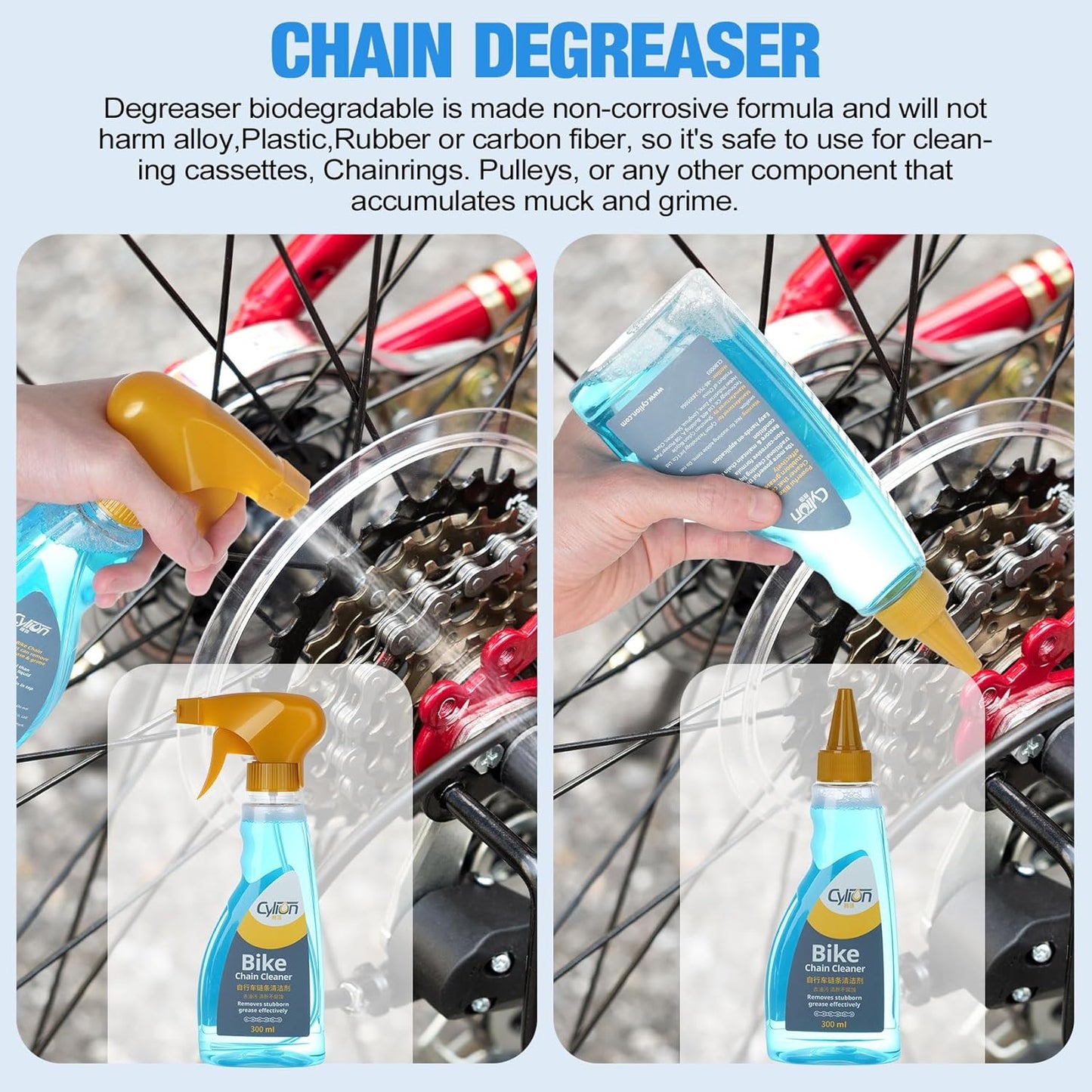 Bike Cleaning Kit Including Bicycle Chain Scrubber, Bike Link Pliers, Bicycle Chain Cleaning Agent, Chain Lube, Cleaner Brush Tool