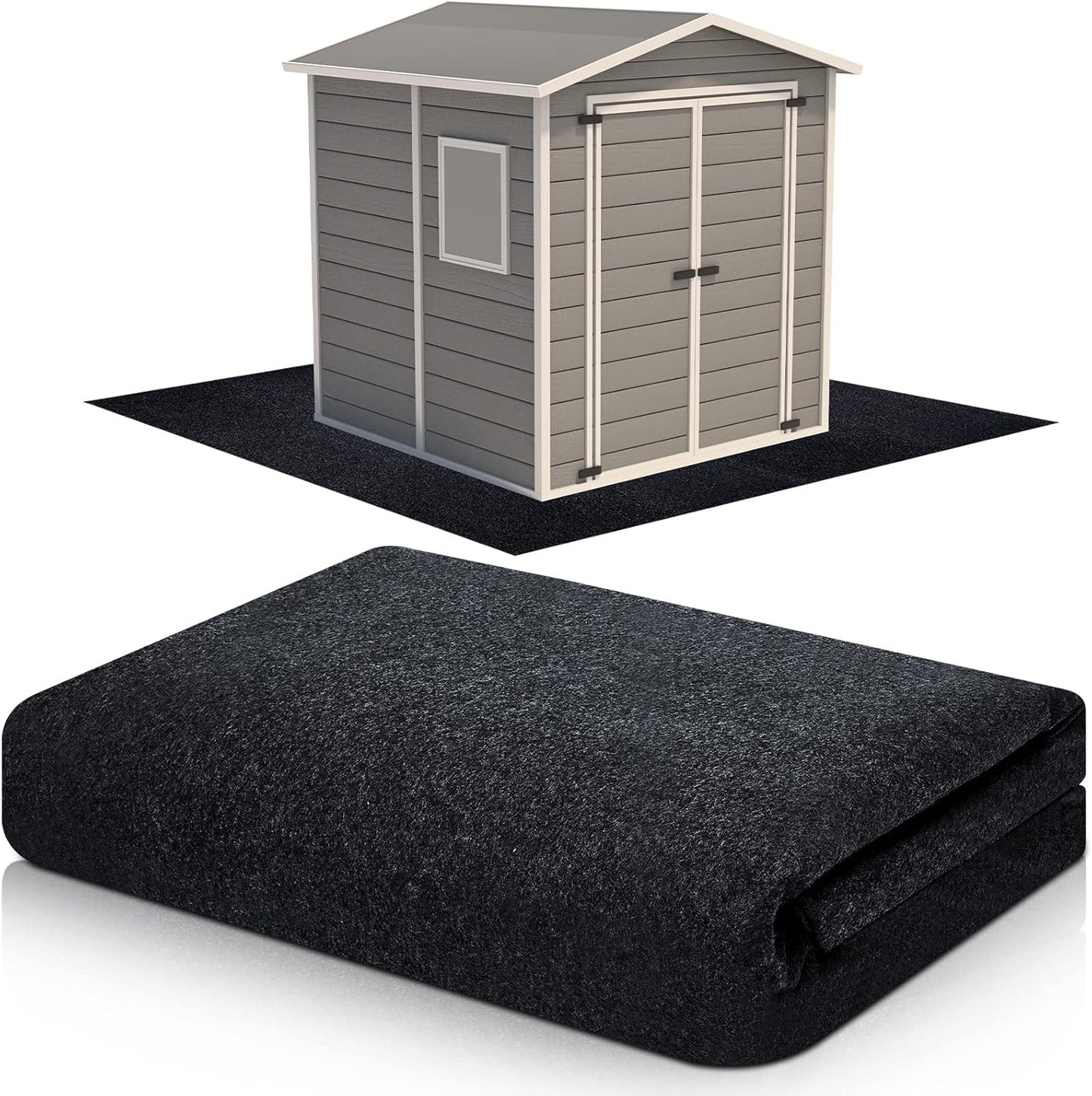 Haull Outdoor Storage Shed Floor Moat Waterproof Outdoor Carport Mat Thickened Soft Patio Furniture Pad Washable with Non Slip Backing, Storage Shed Not Included(9.8 x 12 ft)