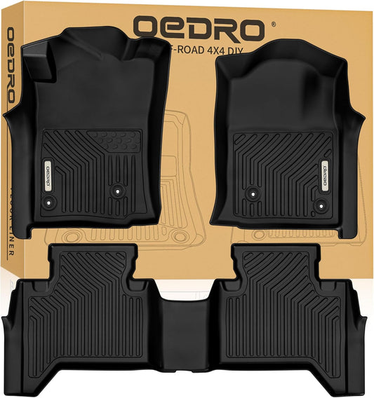OEDRO Floor Mats Fit for Toyota Tacoma Double Cab 2005-2011, TPE All Weather Custom Fit Tacoma Car Mats, Front & 2nd Seat 2 Row Floor Liner Set, Black