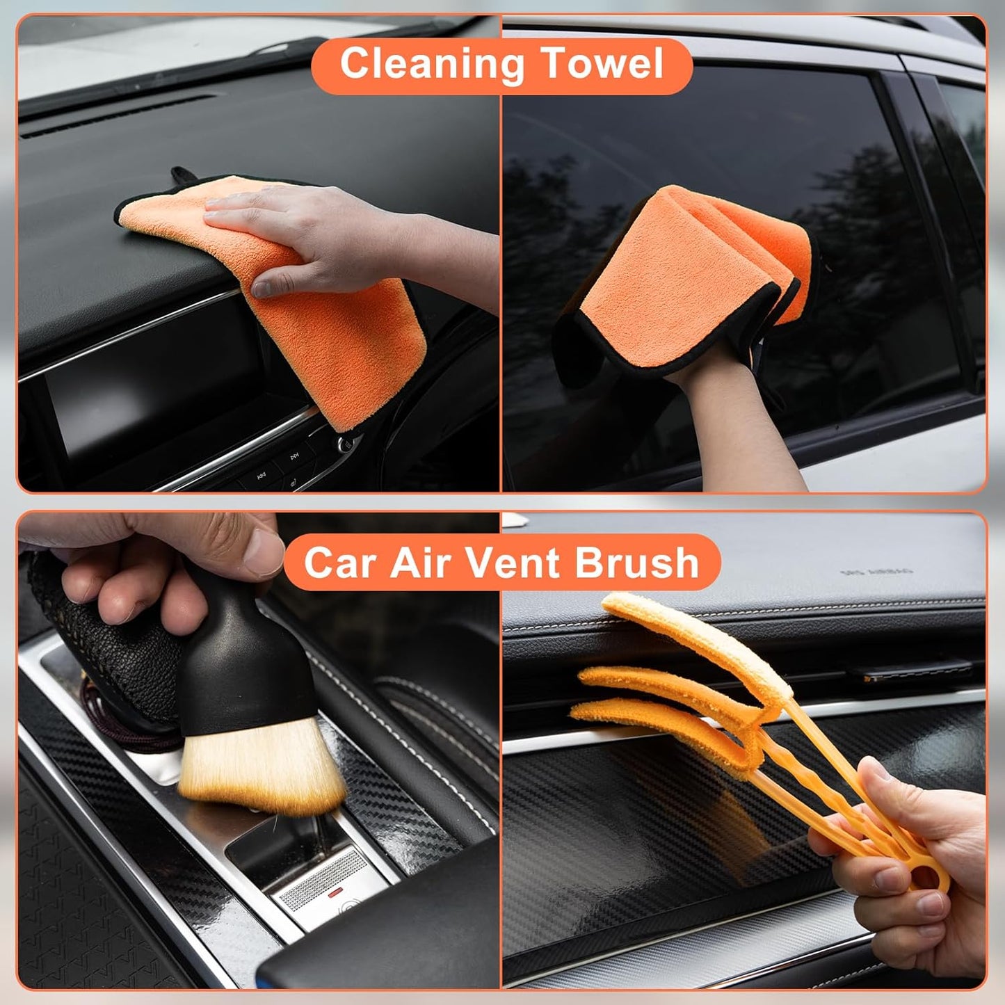 Viewsun Windshield Cleaner Tool, 15Pcs Car Interior Cleaning Kit, Detailing Kit Cleaner, Detailing Brush, Cleaning Gel, Inside Cleaning Supplies Accessories for Trucks, SUVs, RVs Window