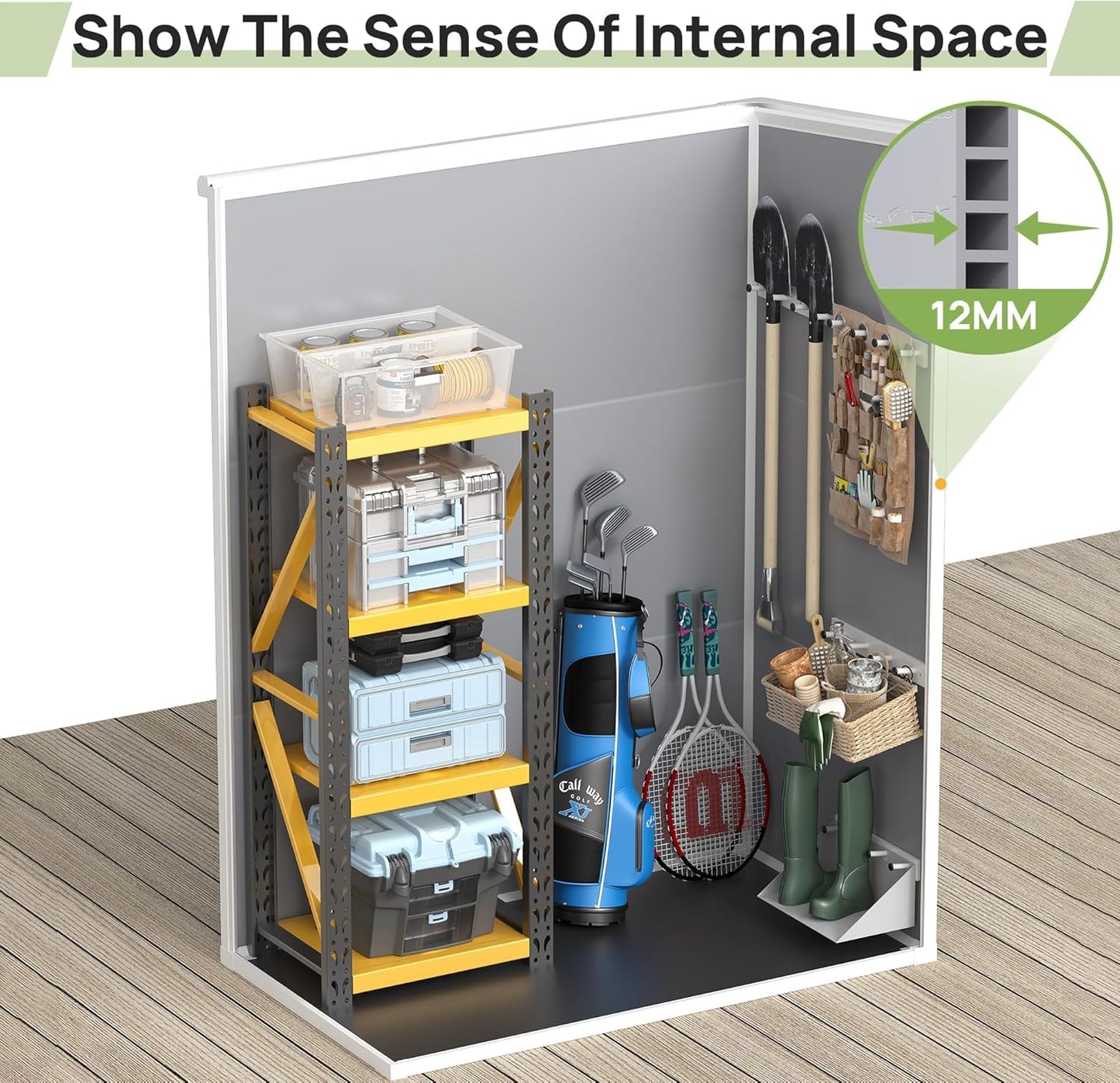 Resin Outdoor Storage Shed, 5x3FT Plastic Garden Shed with Floor, Lockable Door & Window, Waterproof Tool Shed for Backyard Garden Patio Lawn Grey White