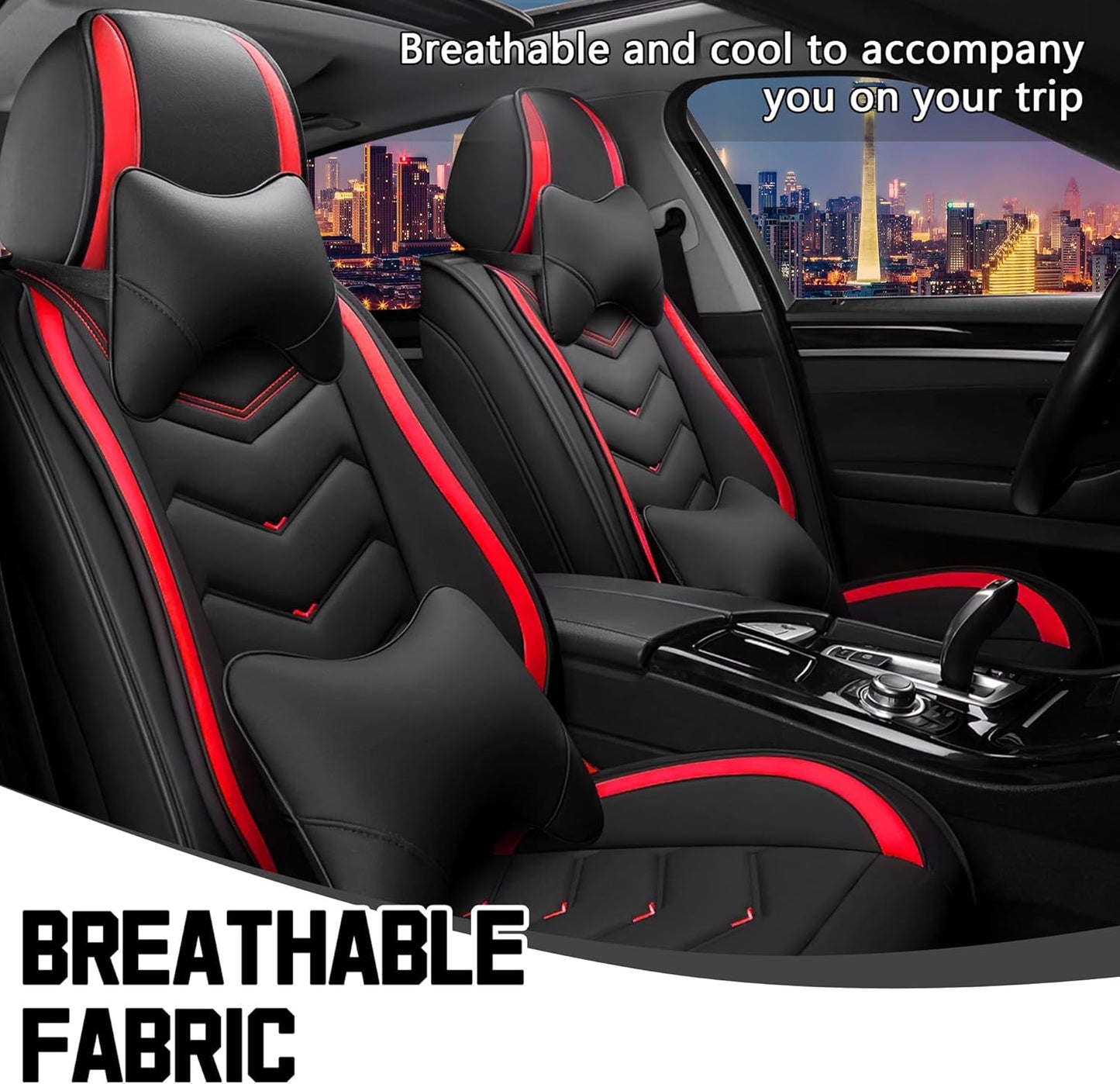 Car Seat Covers for Chrysler Pacifica 2004-2025, Stylish Sport Seat Cover, Premium Nappa Leather Car Seat Cover. Automobile Seat Covers Sets.(Luxury 2 Seats/Black Red)