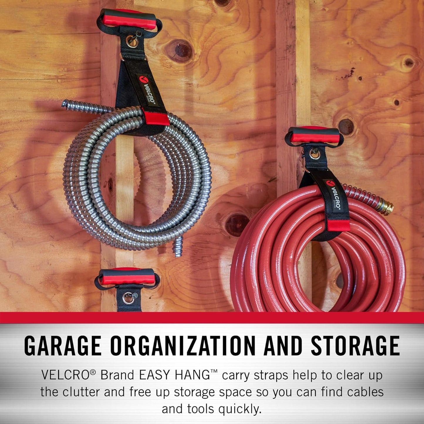 VELCRO Brand VEL-30897-USA Heavy Duty Carry Strap with Handle Holds 100 Pounds | Garden Hose Storage, Transport or Hang Extension Cords, Ropes or Chains |, Large, Wraps 7.5 Inch Diameter, Black