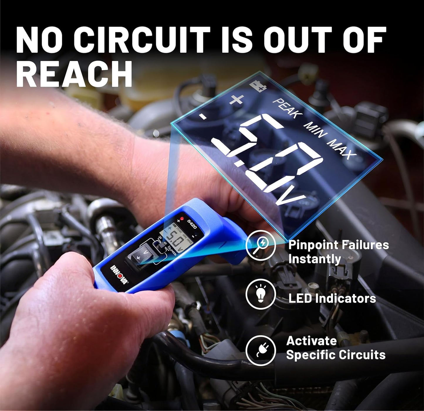 Innova 5420 Power Circuit Tester for Automotive | Fuse, Relay, Battery, and Circuit Diagnostics | Voltage Tester, Multimeter, Relay Tester, Short Circuit Finder, 12V/24V with LCD & Circuit Breaker
