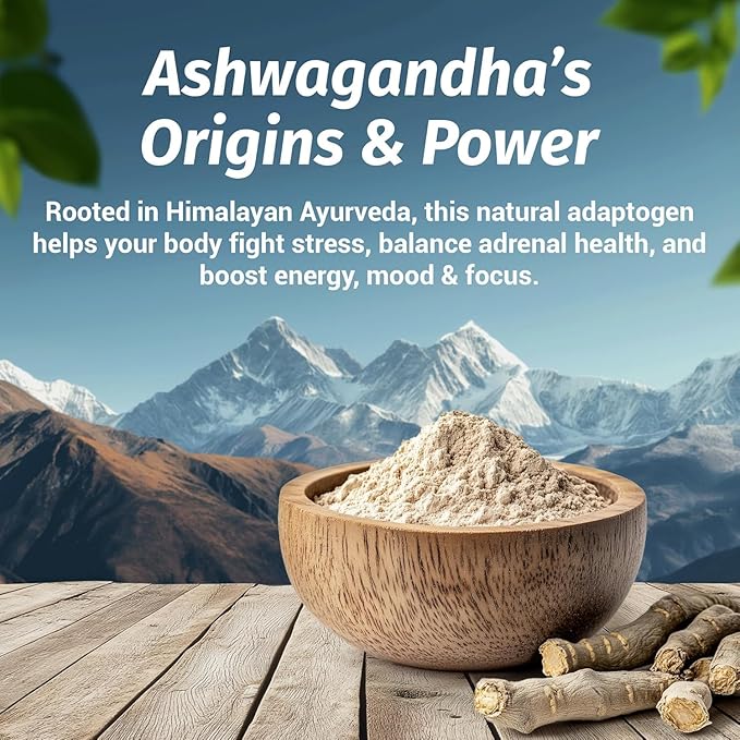 1 Body Ashwagandha Complex Supplement, Focus and Energy Support, 180 Vegan Capsules