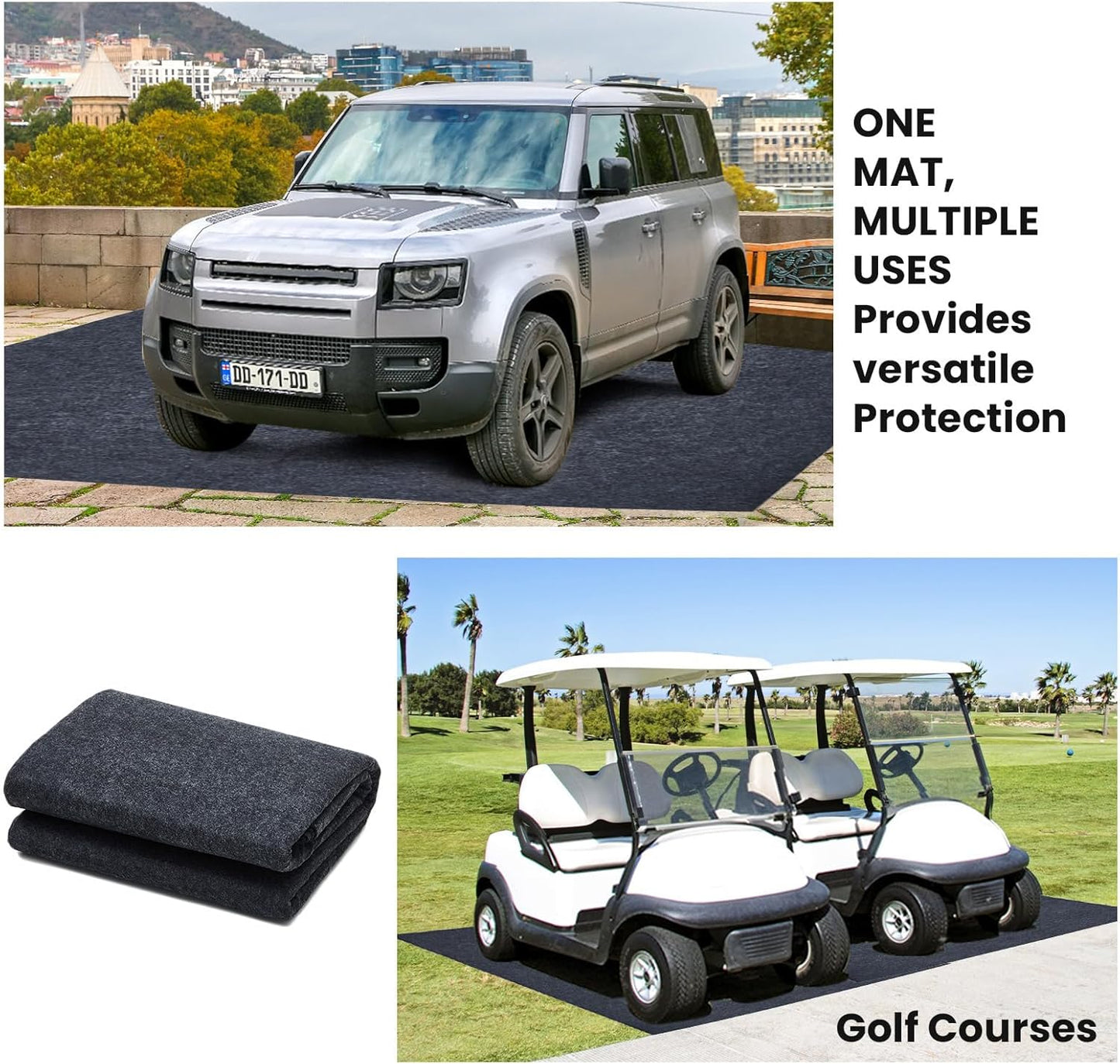 4 Pcs 36 x 60 Inch Oil Spill Mat for Driveway Garage Under Car Leaks Absorbent Oil Pad, Black Rubber Mat Garage Floor Protecting with Waterproof Backing, Reusable, Washable, Non Slip