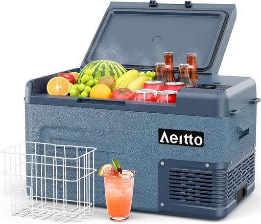 Aeitto 12 Volt Car Refrigerator 25Quart Car Fridge Freezer Electric Cooler Portable Cooler 12V Fridge RV Refrigerator -4℉-68℉ Temp Control 12/24V DC & 100-240V AC for Travel, Camping, RV, Road