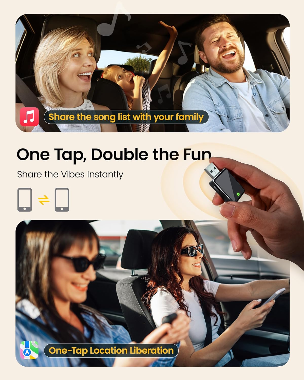 Wireless CarPlay Adapter, One Click Multi Device Switching Seamless Connection, Convert Wired to Wireless carplay, Compatible with iOS 10+, Android 11+, 2018 and Later Models