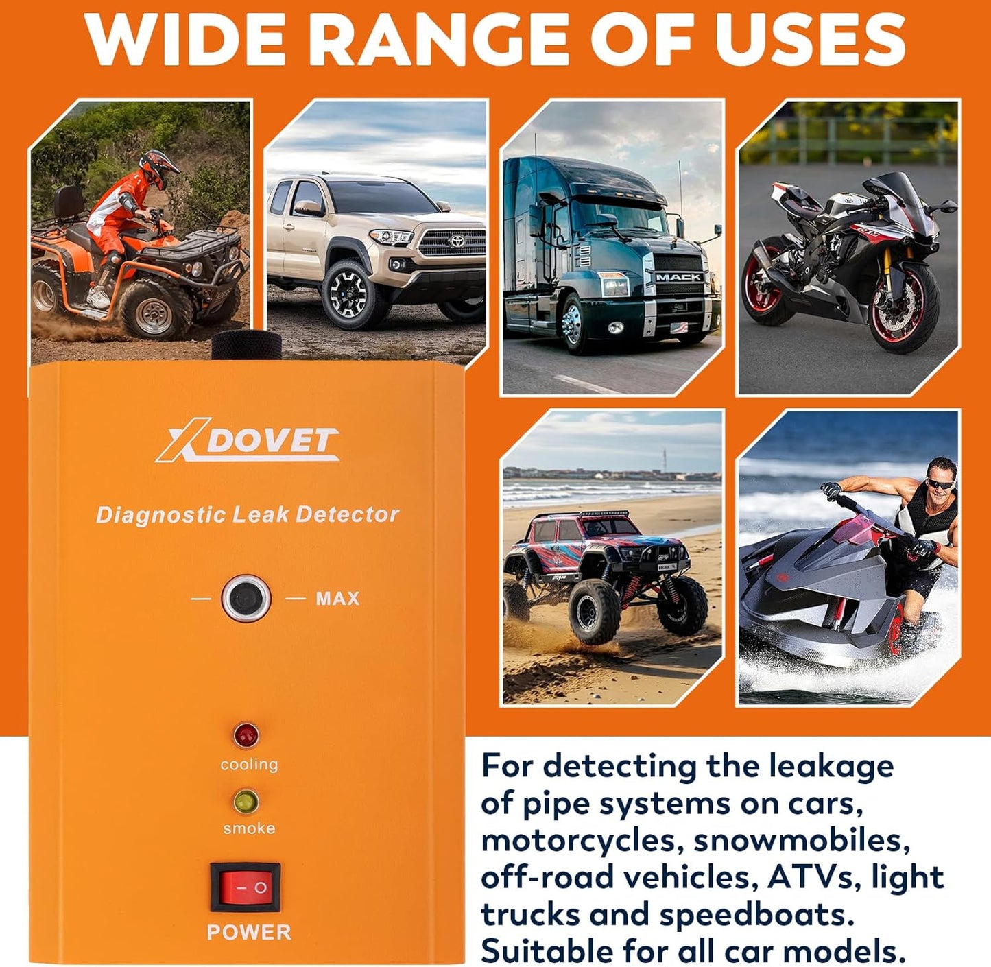 Smoke Machine Automotive with Built-in Air Pump, XDOVET KSD201 Professional Smoke Tester Automotive, Vehicle Leak Diagnostic Detector Tools Kit for Leaks Test in Vacuum, Fuel, and Other Cars System