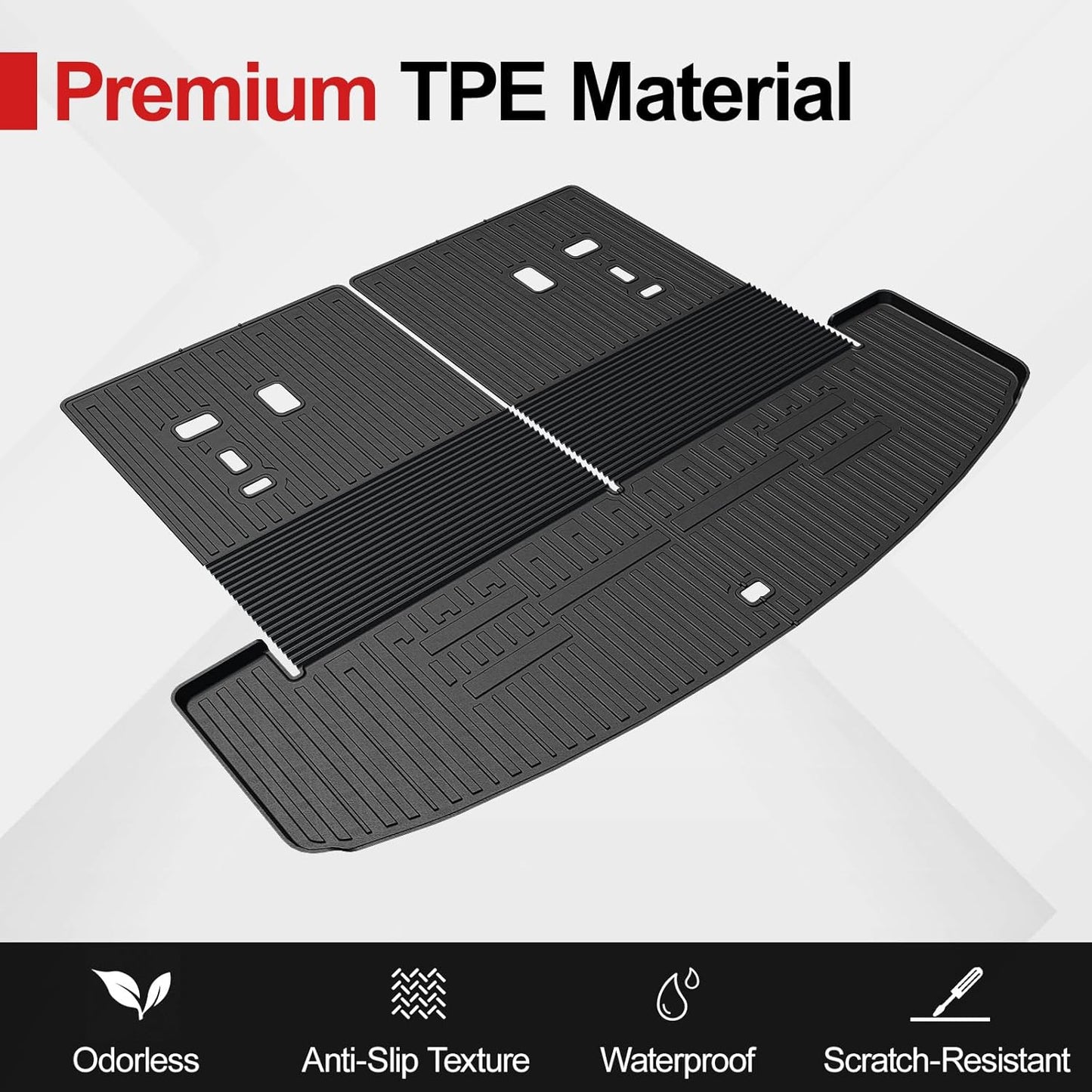 Cargo Mat for 2025 Hyundai Santa FE, All Weather TPE Cargo Mat with Backrest Mat Rear Cargo Liner Protection for Hyundai Santa Fe Calligraphy Accessories (Fit Hybrid and Fuel) 2024 2025