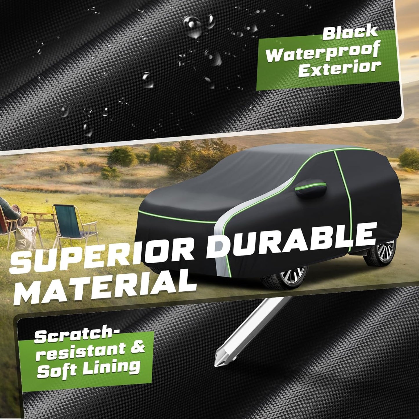 Mixsuper Liner Car Cover for Chrysler Pacifica 1999-2026, 7 Layers Waterproof Car Cover Accessories for Pacifica with Zipper Door, Windproof Straps, Reflective Strips, Anti-UV, All Weather