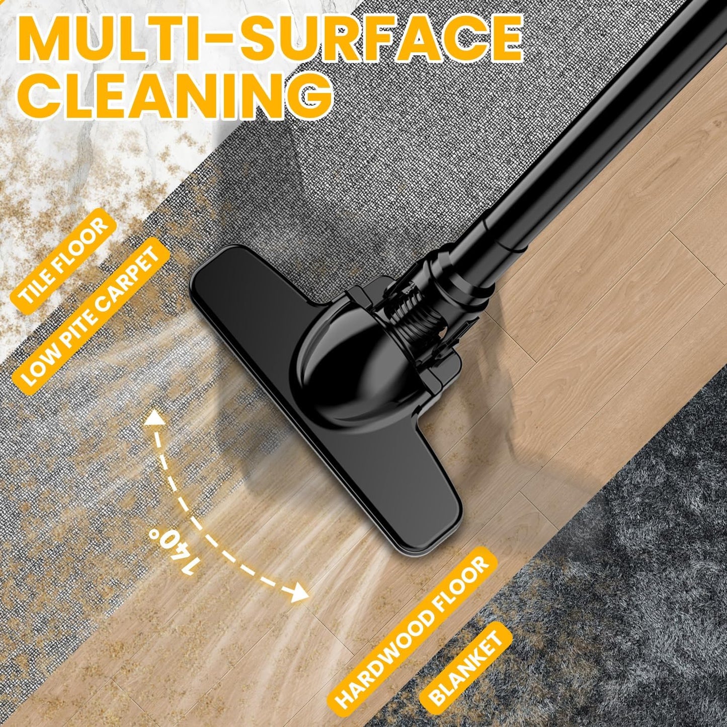 Cordless Vacuum for Dewalt 20V Battery, 5 in 1 Handheld Electric Vacuum Cleaner with 500W Powerful Motor, 46 CFM Portable with 2 Filtration HEPA for Home, Floor, Carpet, Car (Tool Only)