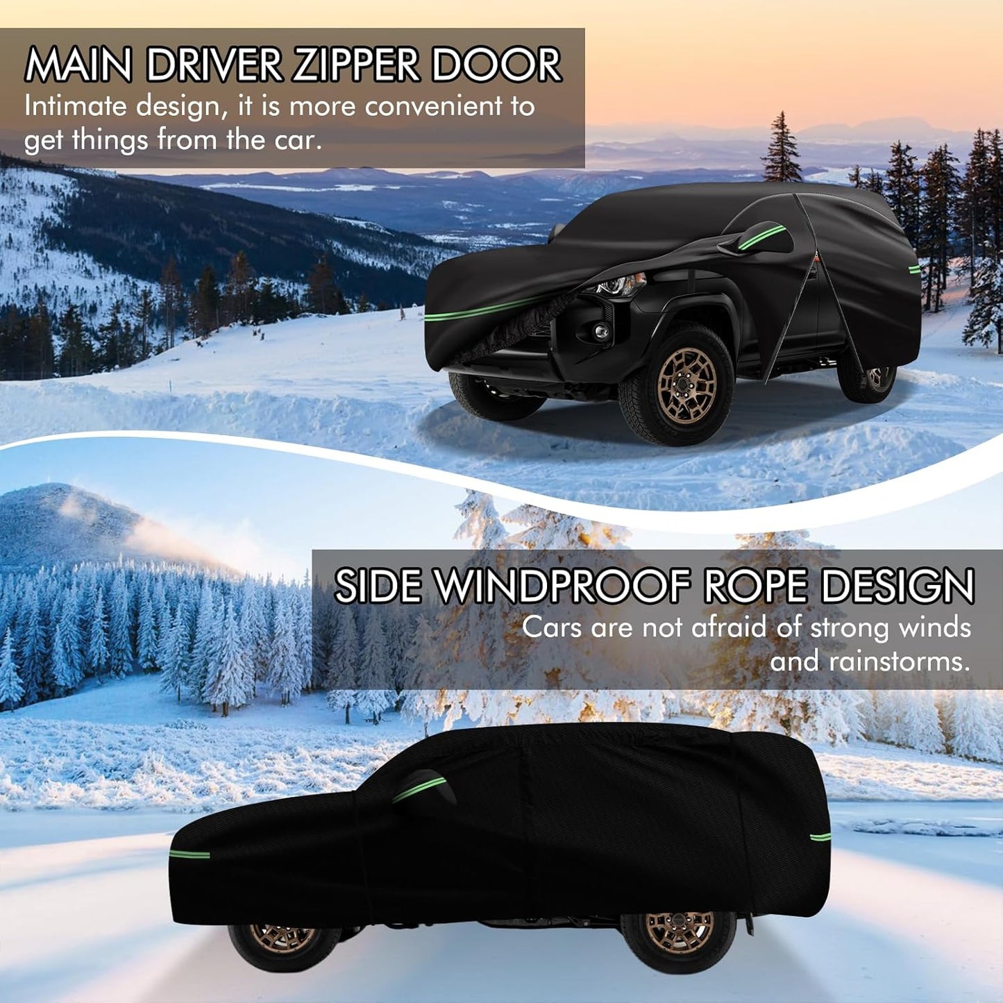 for 2002-2023 Toyota 4runner Car Cover 210D Outdoor Waterproof UV Protection, with Cotton Layer, Zipper Door, Reflective Strip, Storage Bag, for 2002-2020 2021 2022 2023 4runner