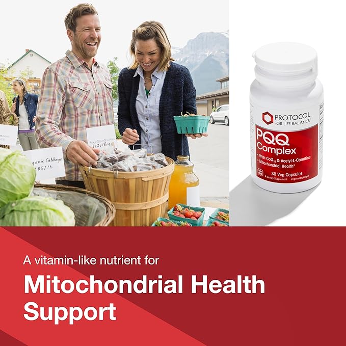PROTOCOL FOR LIFE BALANCE PQQ Complex - Mitochondrial Health - with CoQ10 & L Carnitine - B Vitamin - Supplement for Energy - 30 Veg Caps