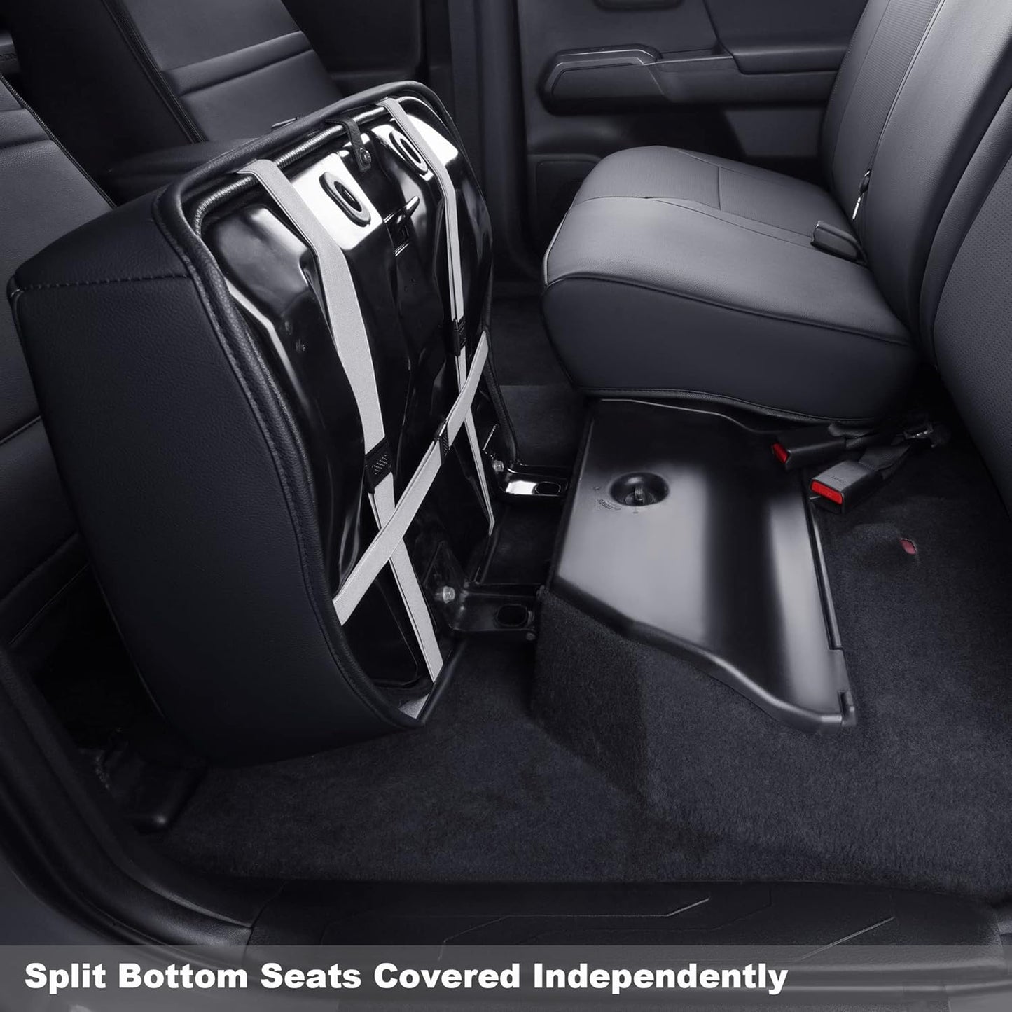 LUCKYMAN CLUB Tacoma Custom Fit Seat Covers for 2024 2025 Tacoma Crew Cab with Faux Leather (Black)