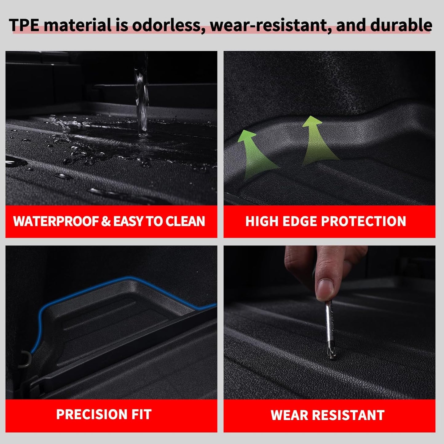 Floor Liners for 2026 Passport TPE All Weather Protection 1st & 2nd Row Car Floor Mats Accessories-Black