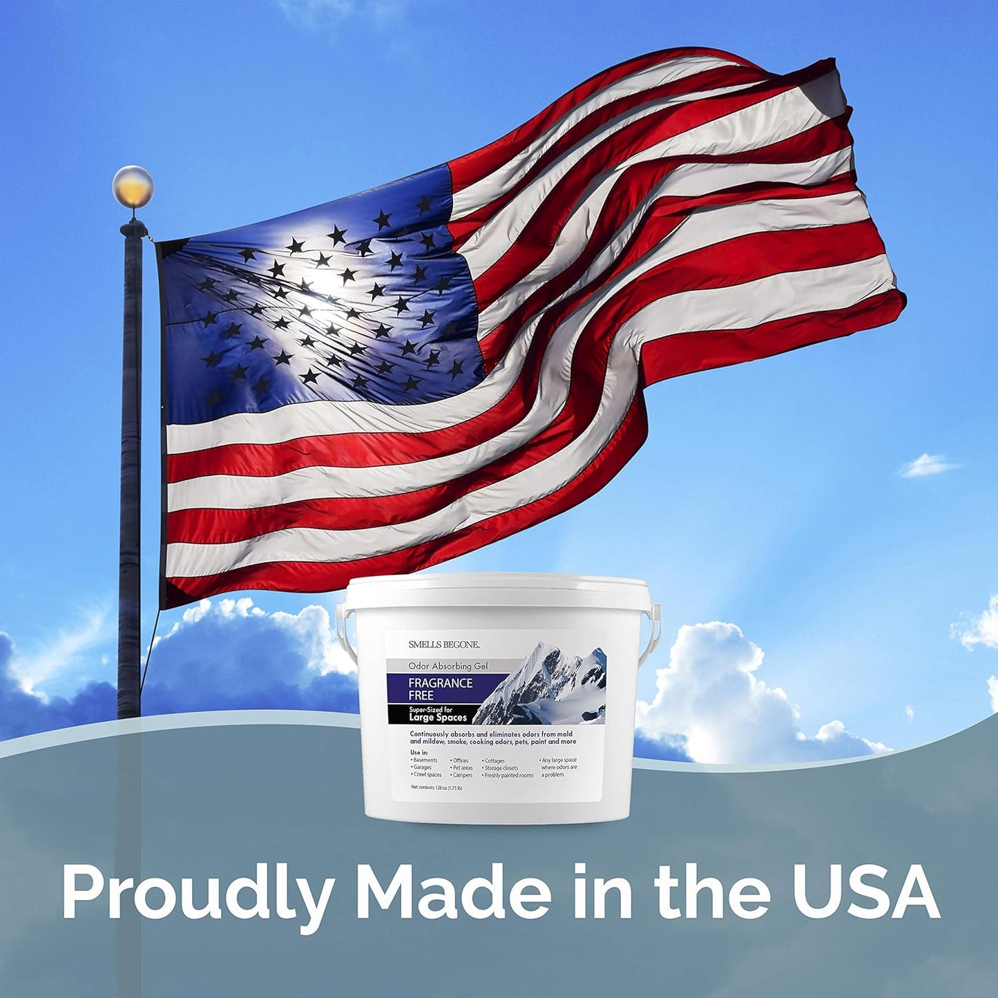 SMELLS BEGONE 1-Gallon Odor Absorber Gel - Air Freshener & Odor Eliminator for Homes, Garages & Commercial Buildings - Industrial Size - Fragrance Free