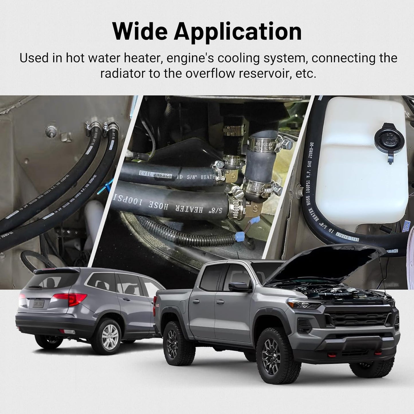 EVIL ENERGY 3/4" Heater Hose Coolant Radiator Straight 100PSI SAE 20R3 10FT Black