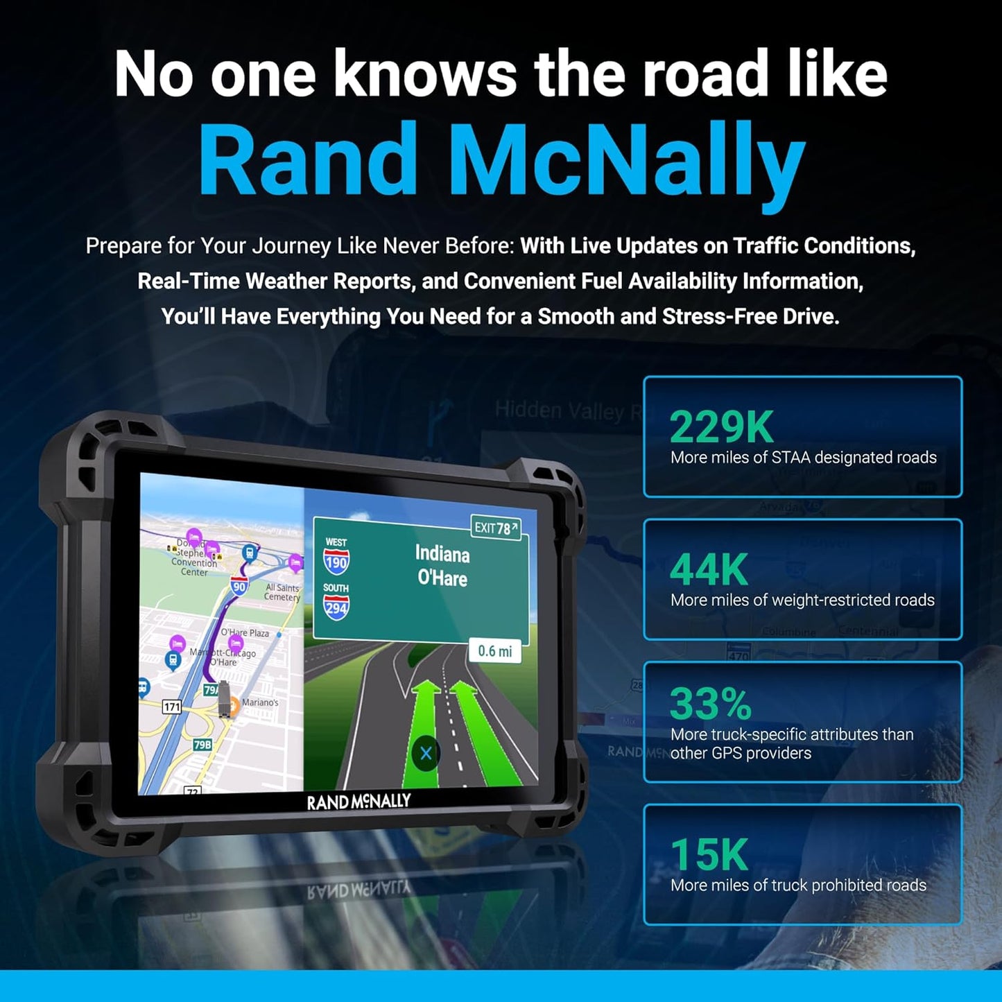 Rand McNally RANDTAB7 7-inch GPS Truck Navigator with Industry's Best Custom Trucking Routes, Rand Navigation 2.0 with 2025 Maps
