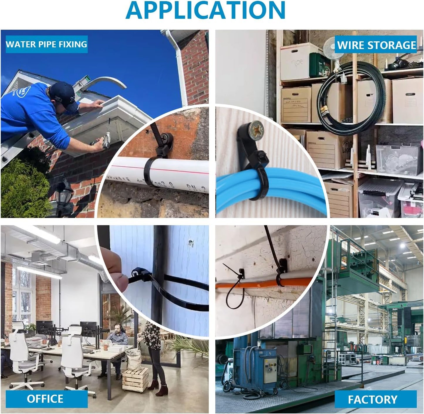 1000 PCS 10 inch Black Zip Ties with Screw Hole 70lbs Mountable head Cable Ties Straps Multipurpose Heavy Duty Nylon Cable Zip Ties with Screw Mounting Hole