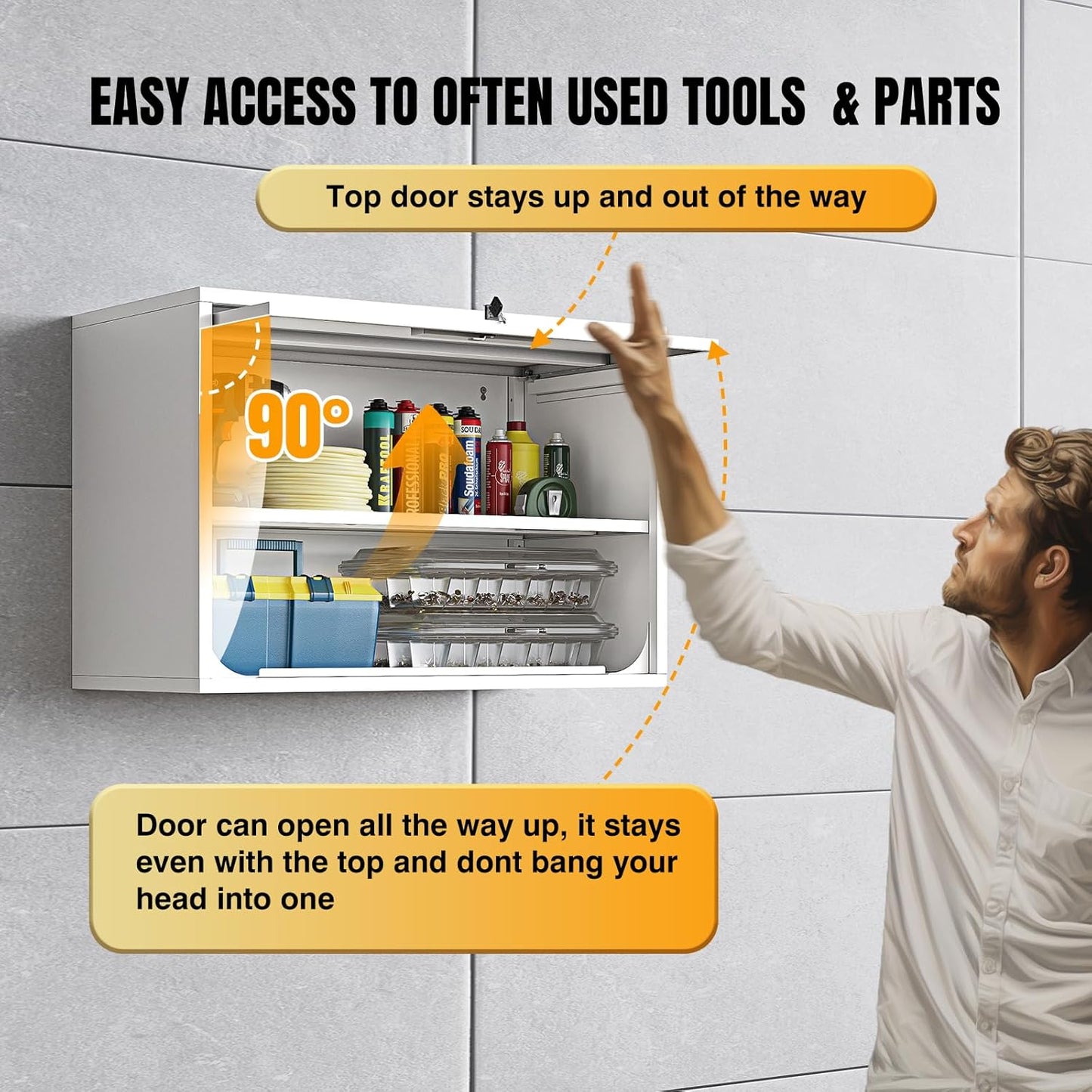 White Metal Wall Cabinet for Bathroom - Over the Toilet, Wall Mounted, Upper Storage, Garage Assembly Required