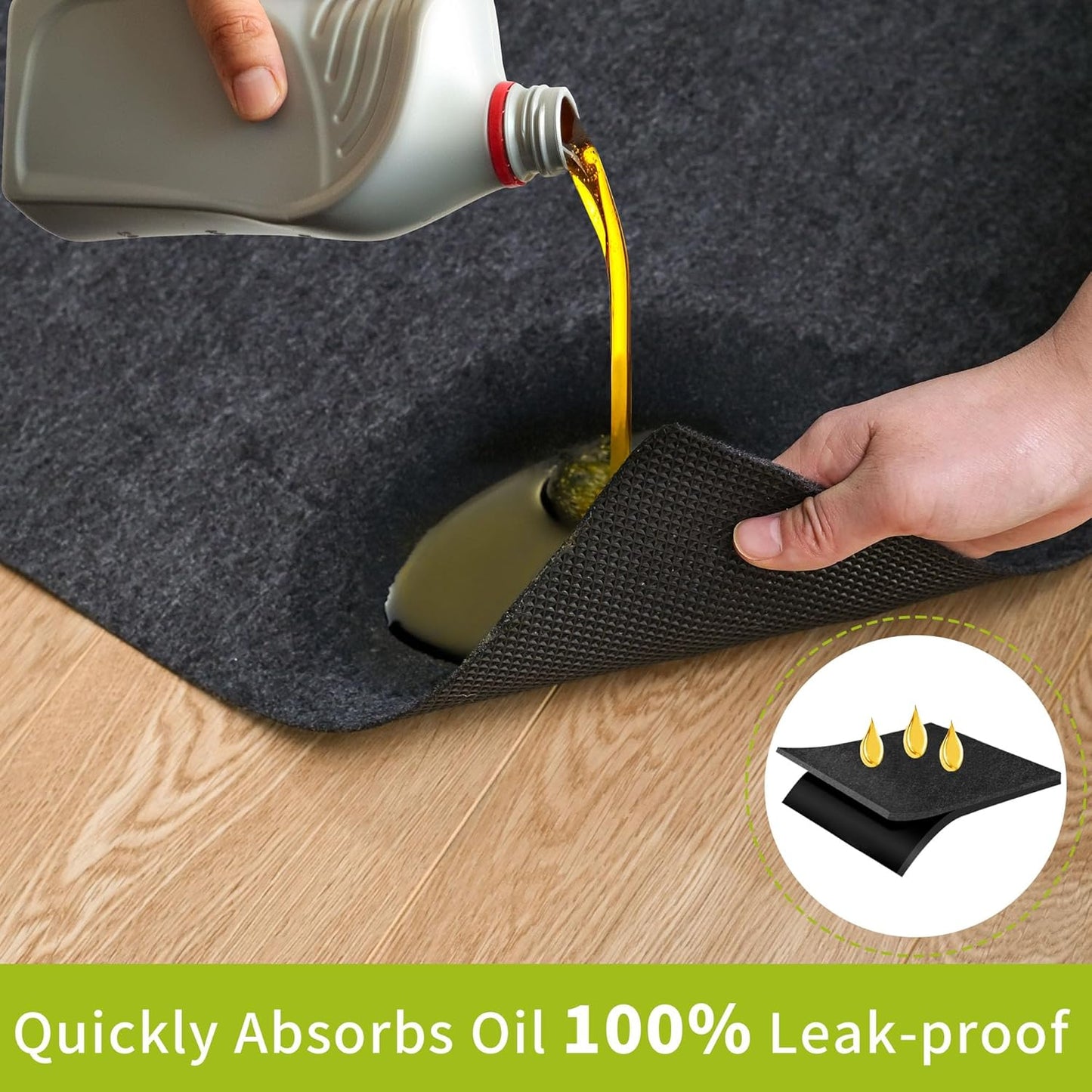 Oil Spill Mat - 96" x 72" Absorbent Oil Garage Floor Mat for Under Car - Protect Driveway from Drips, Spills, Stains, Reusable & Durable Garage Floor Protection Mat with Waterproof Backing