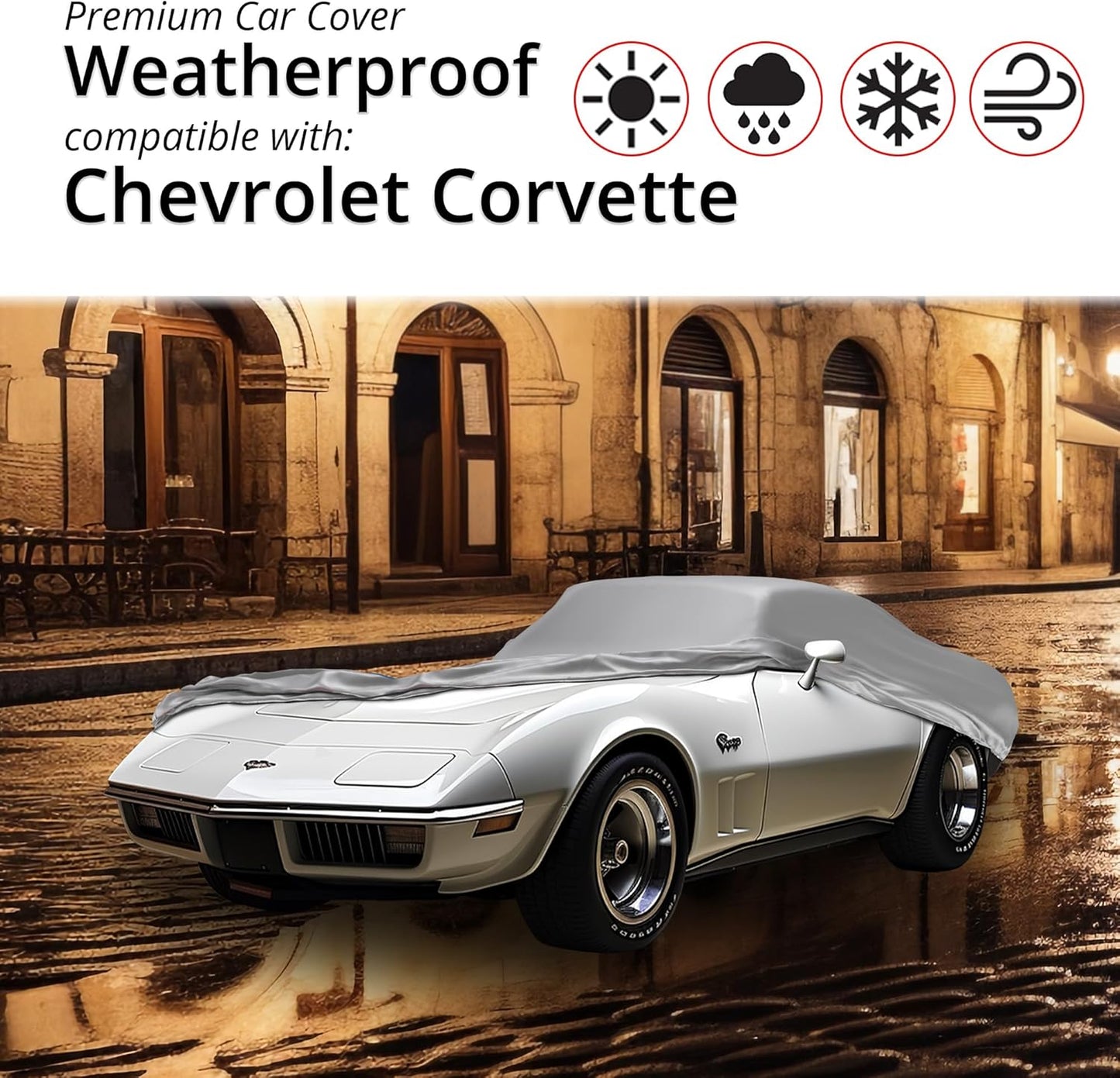 Car Covers Weatherproof Max Car Cover & Warranty Compatible with Chevrolet 1958-1962 Corvette – Outdoor Cover Theft Cable Lock Car Accessories Better Than Waterproof