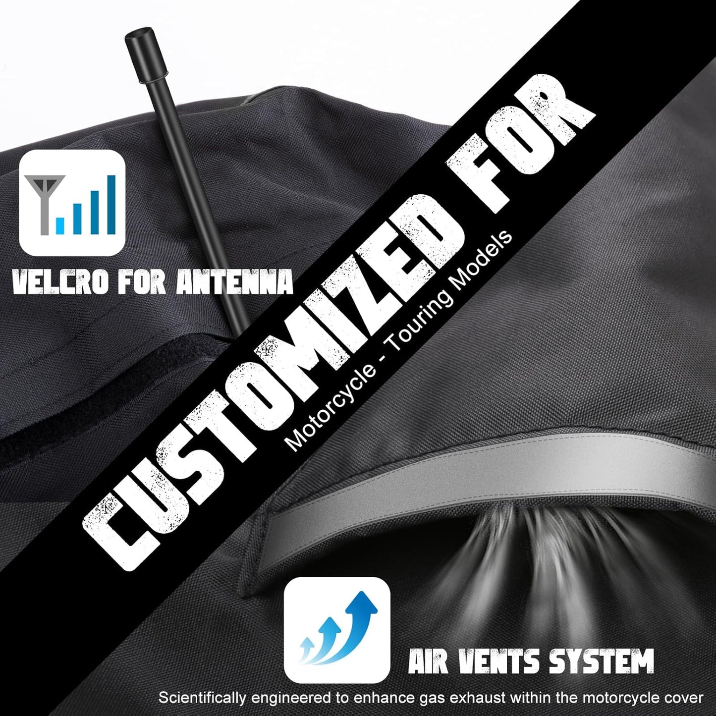 Trike Cover, Heavy Duty 420D Waterproof for Harley Davidson, Goldwing, Chieftain, Challenger, Elite Storage, Black