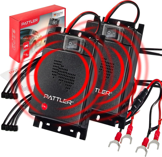 PATTLER® Marten Repellent for Car Engines - Ultrasonic Marten Repeller Under Hood for Immediate and Long-Term Protection Against Martens. Marten Deterrent for Cars Powered by 12V Car Battery - 2 Unit