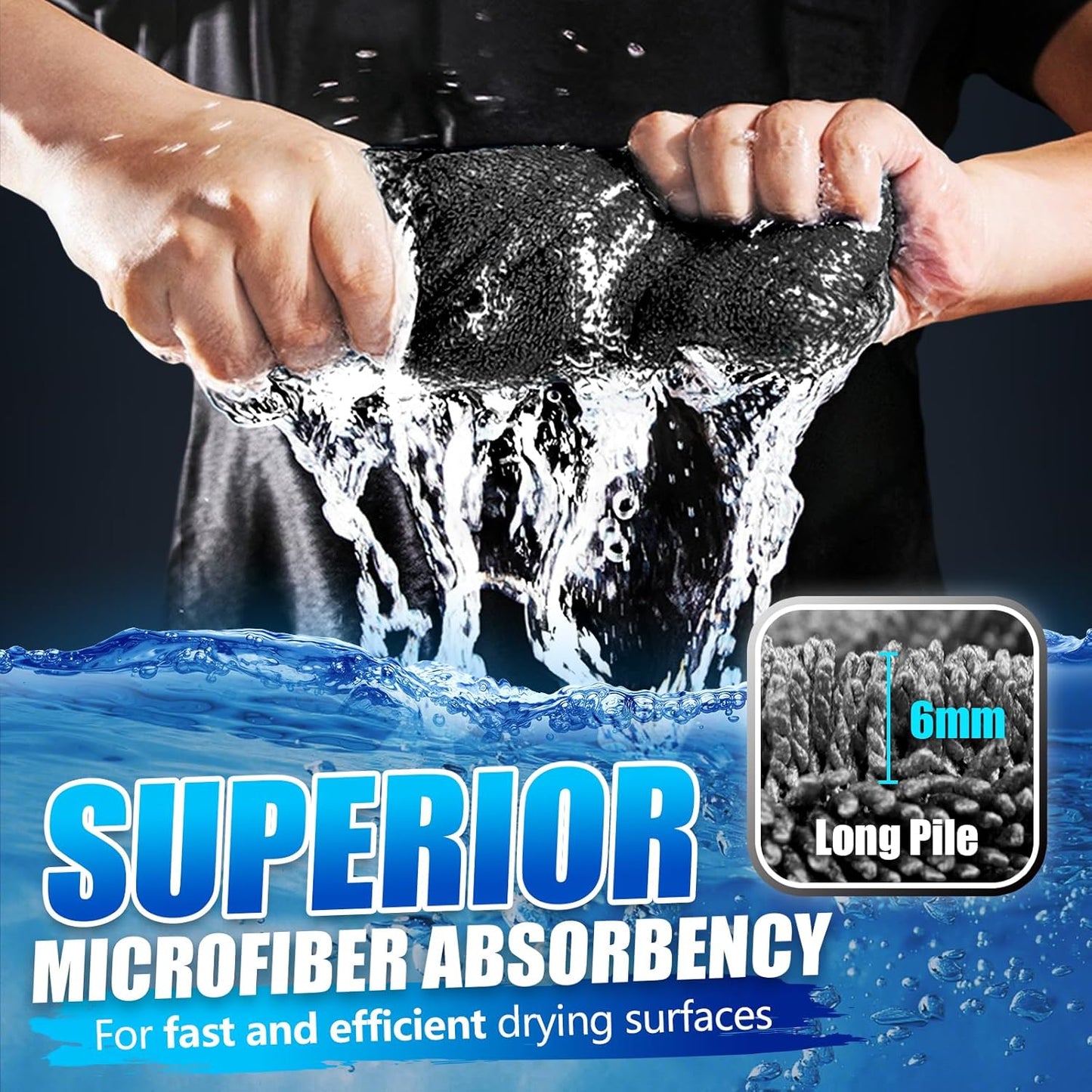 Airlab Microfiber Towels for Cars Wash Drying Super Absorbent Cleaning Cloth Auto Detailing Ultra Soft, Lint-Free, Streak-Free, 24 x 16 Inch, Pack of 1, Dark Grey, 1200 GSM