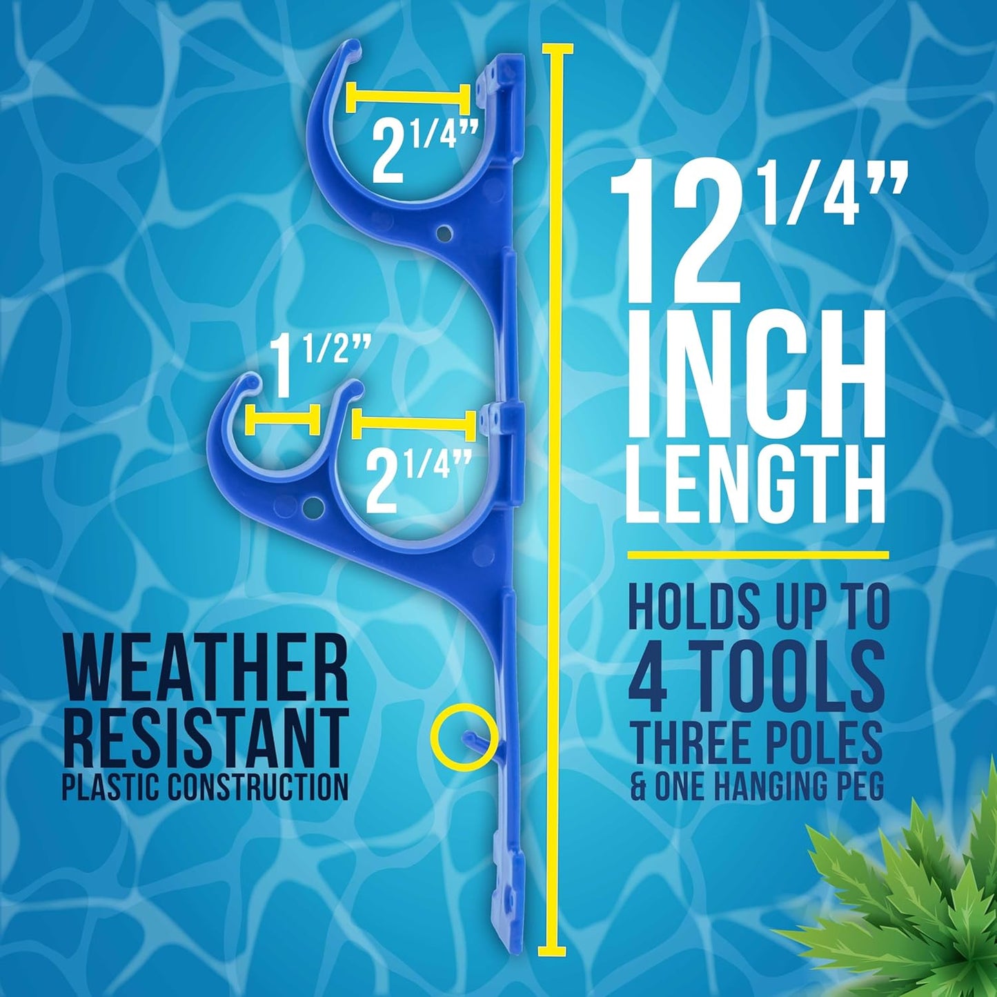 U.S. Pool Supply Pool Pole Hanger - 2 Plastic Pool Hooks for Poles - Equipment Fence Hook for Nets, Skimmers, Leaf Rakes, Vacuums, Vacuum Hoses, Telescopic - Attach Accessories, Holder Organizer