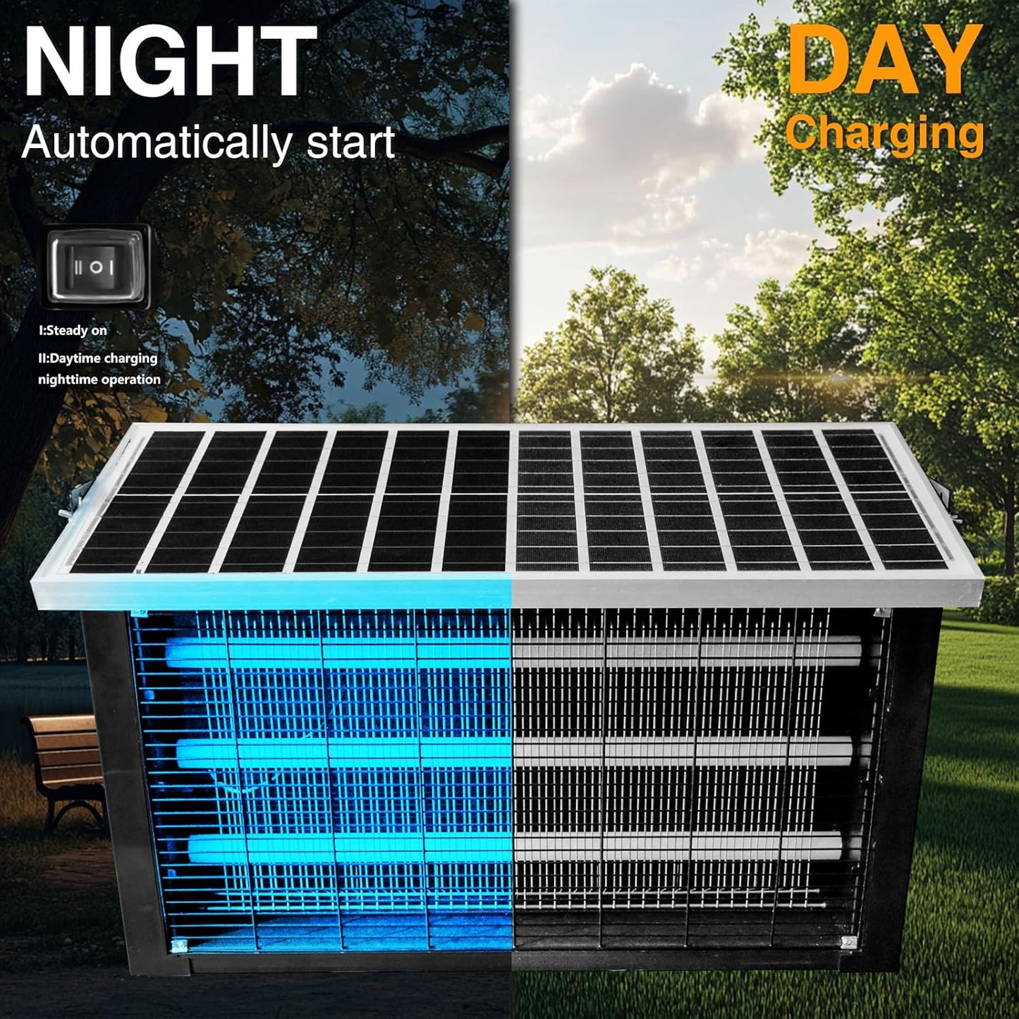Super Large Solar Bug Zapper Outdoor for 8000 sq.ft, Portable Mosquito Zapper with High Powered, Rechargeable Electric Fly Zapper for Patio Garden Backyard RV Camping Pond Pest Control