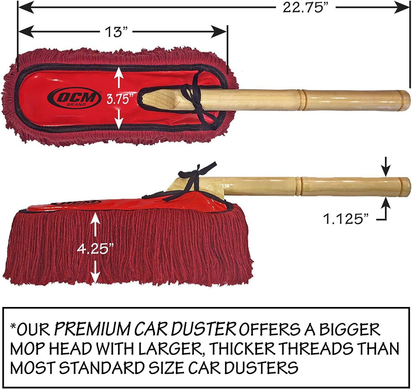 Premium Extra Large Car Duster with Durable Solid Wood Handle Includes Storage Cover - Professional Detailers Top Choice