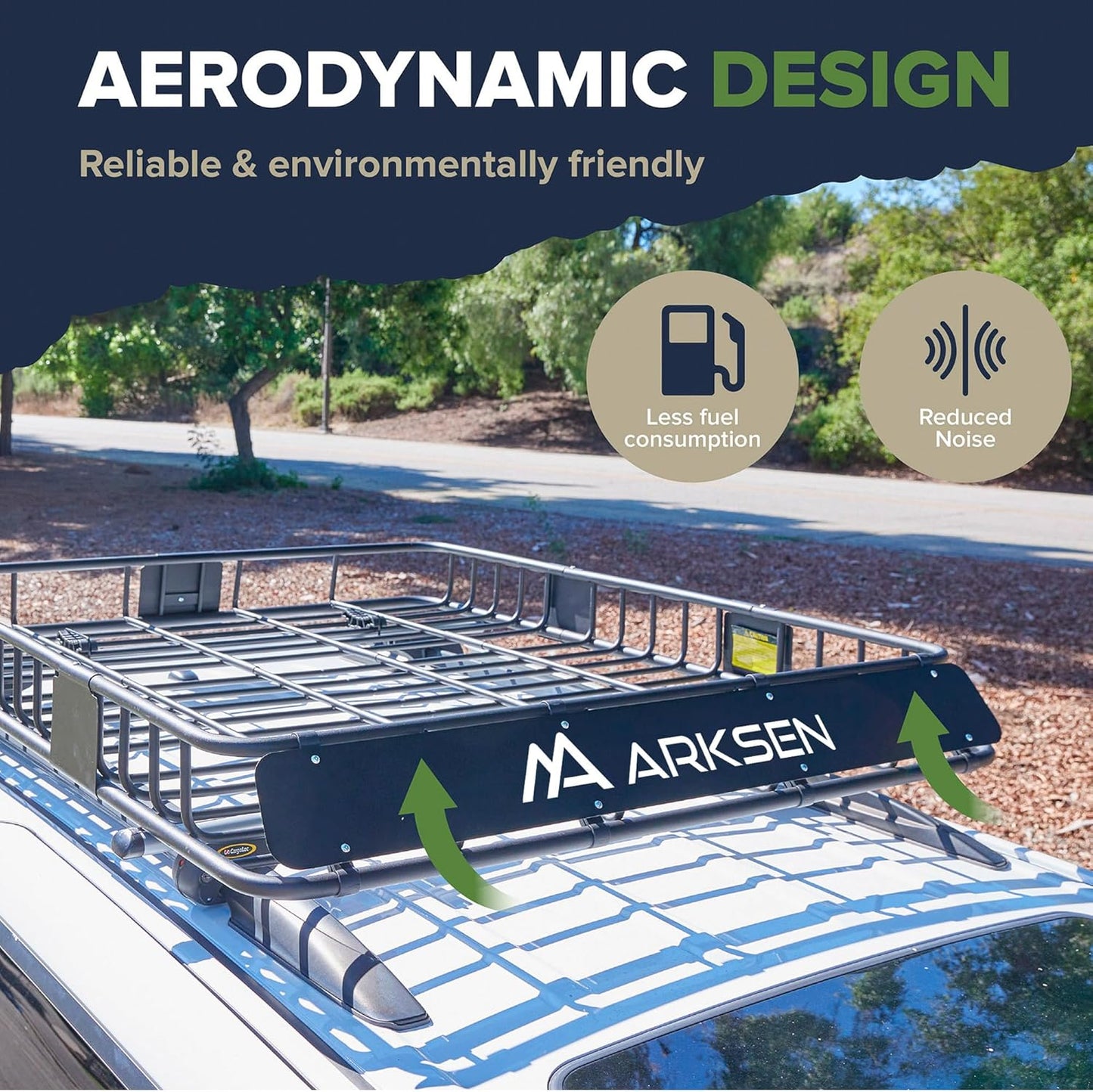 ARKSEN 64 x 39 x 6 Inch Universal 150LB Heavy Duty Roof Rack Cargo with Cargo Net, Car Top Luggage Holder Carrier Basket with Extension for SUV, Truck or RV Camping Storage Steel Construction