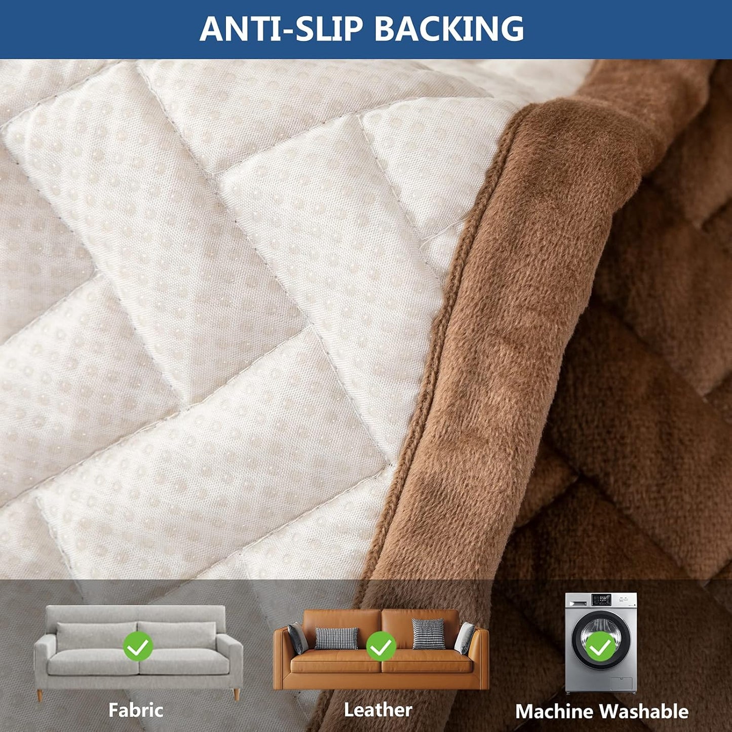 Eismodra Couch Cover,Sectional Couch Covers,Sofa Covers for 3 Cushion Couch,Anti-Slip Sofa Slipcovers for Dogs Cats Kids Loveseat Recliner L Shaped Armrest Backrest,Brown 36''x47''(Only 1 Piece)