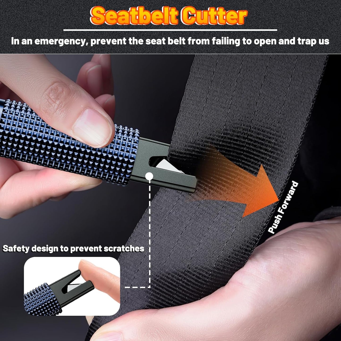 Window Breaker - SafeHammer Glass Breaker Under Water, Upgraded Antiskid, Car Hammer Seatbelt Cutter Car Window Breaker Emergency Escape Tool, Safe hammer Glass Breaker for New Cars (2PCS Blue)