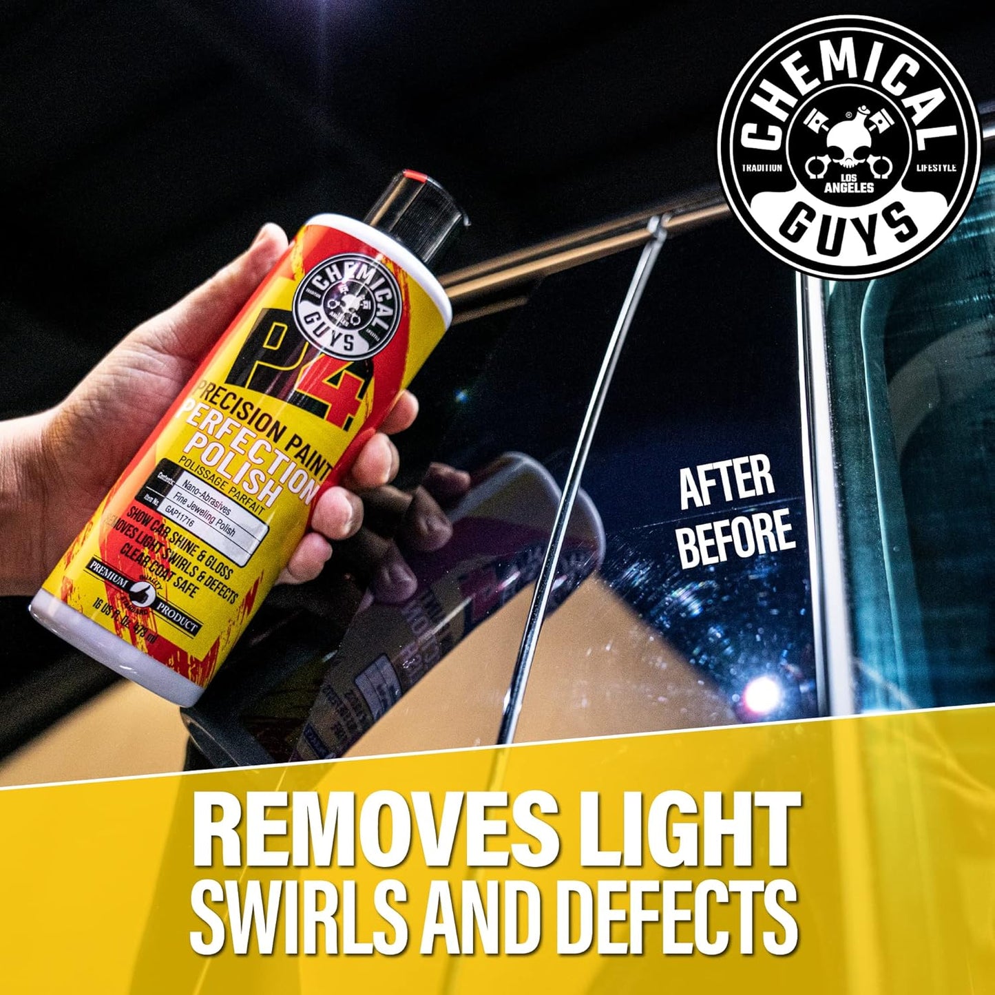 Chemical Guys C4 & P4 Clear Cut Correction Compound and Precision Paint Perfection Polish Combo, Paint Correction - Fixes Scratches, Swirls, Towel Marks, Etching, & More (2-16 fl oz)